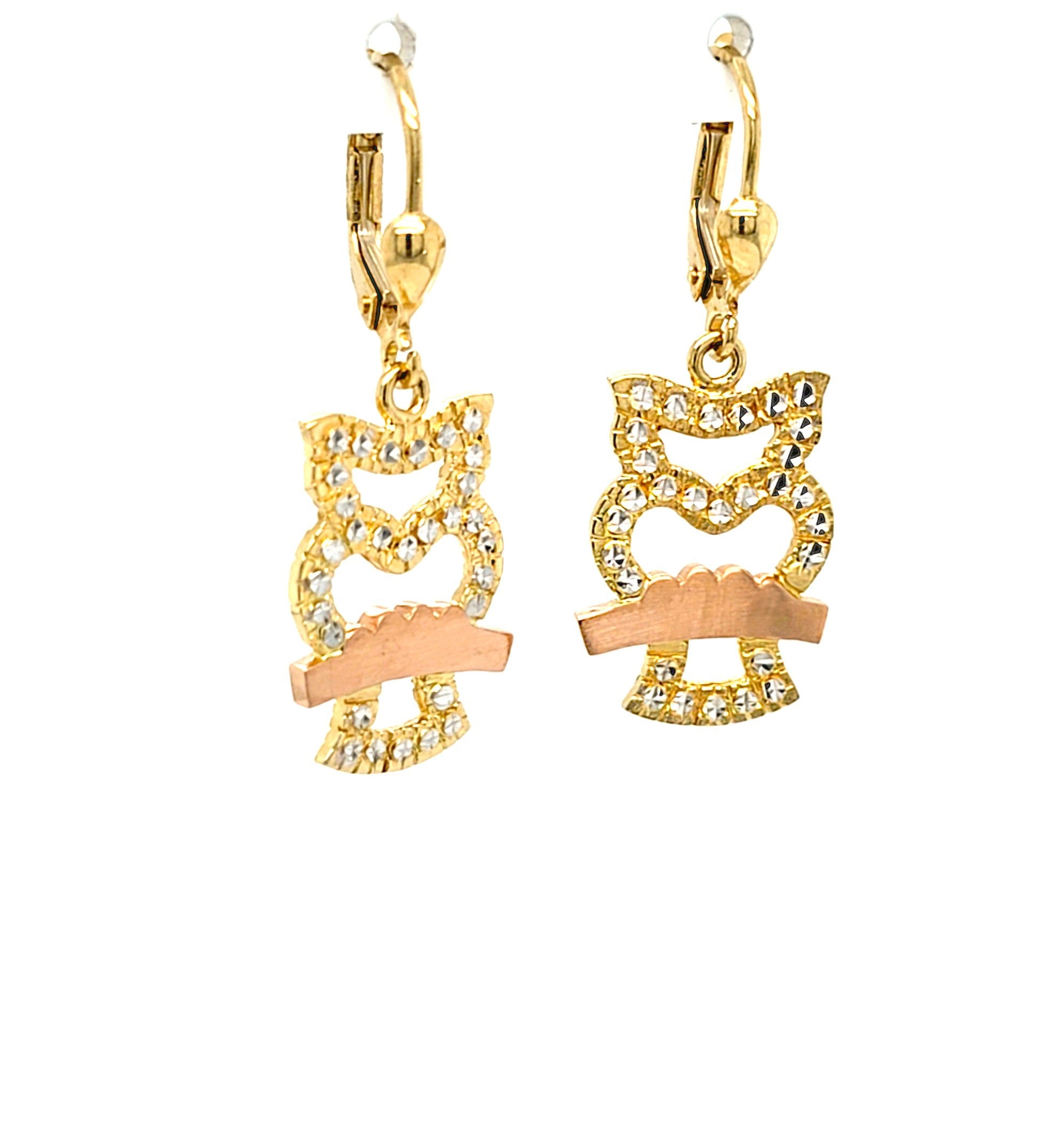 Ohrringe Gold Tricolor 585 14 kt Eulen
