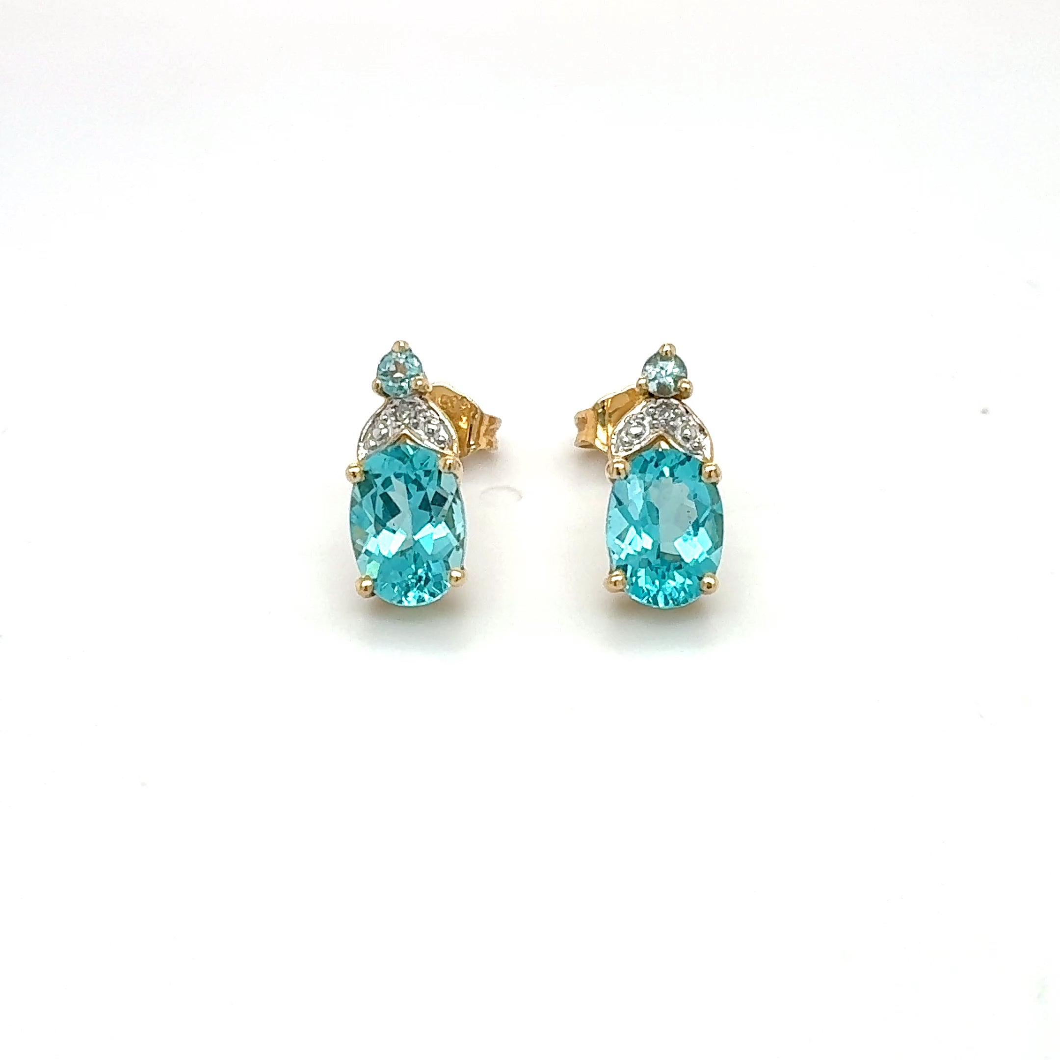 Topas Diamant Gold Ohrringe 585 Gelbgold 14kt Ohrstecker