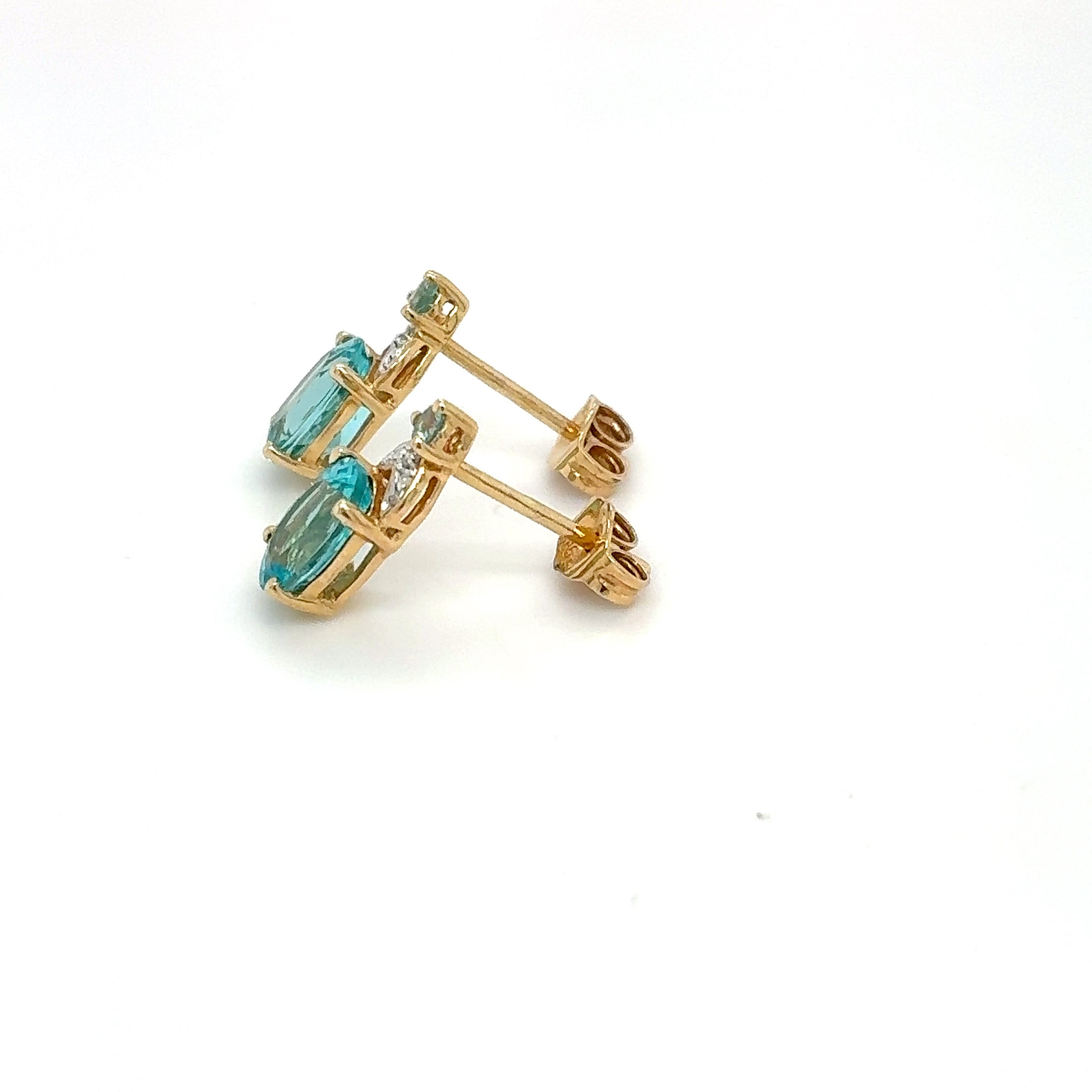 Topas Diamant Gold Ohrringe 585 Gelbgold 14kt Ohrstecker
