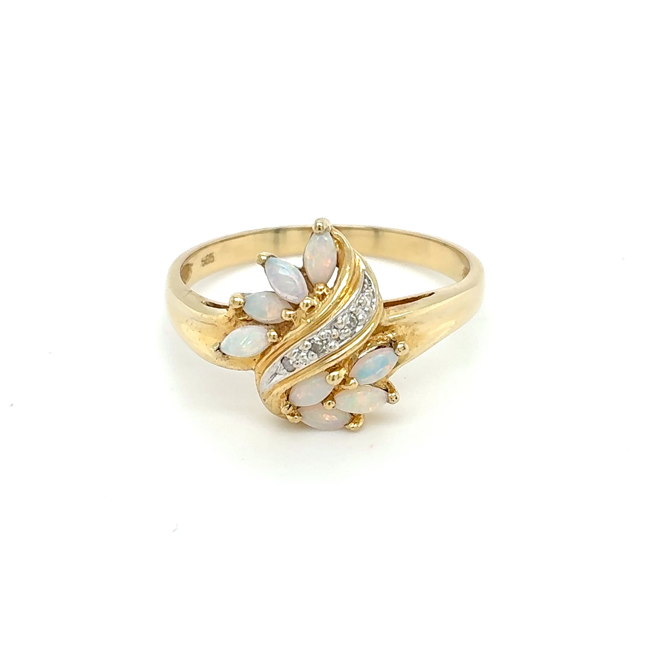 Damenring Gelbgold 585/14kt Gold Diamant, Opal Gr. 66