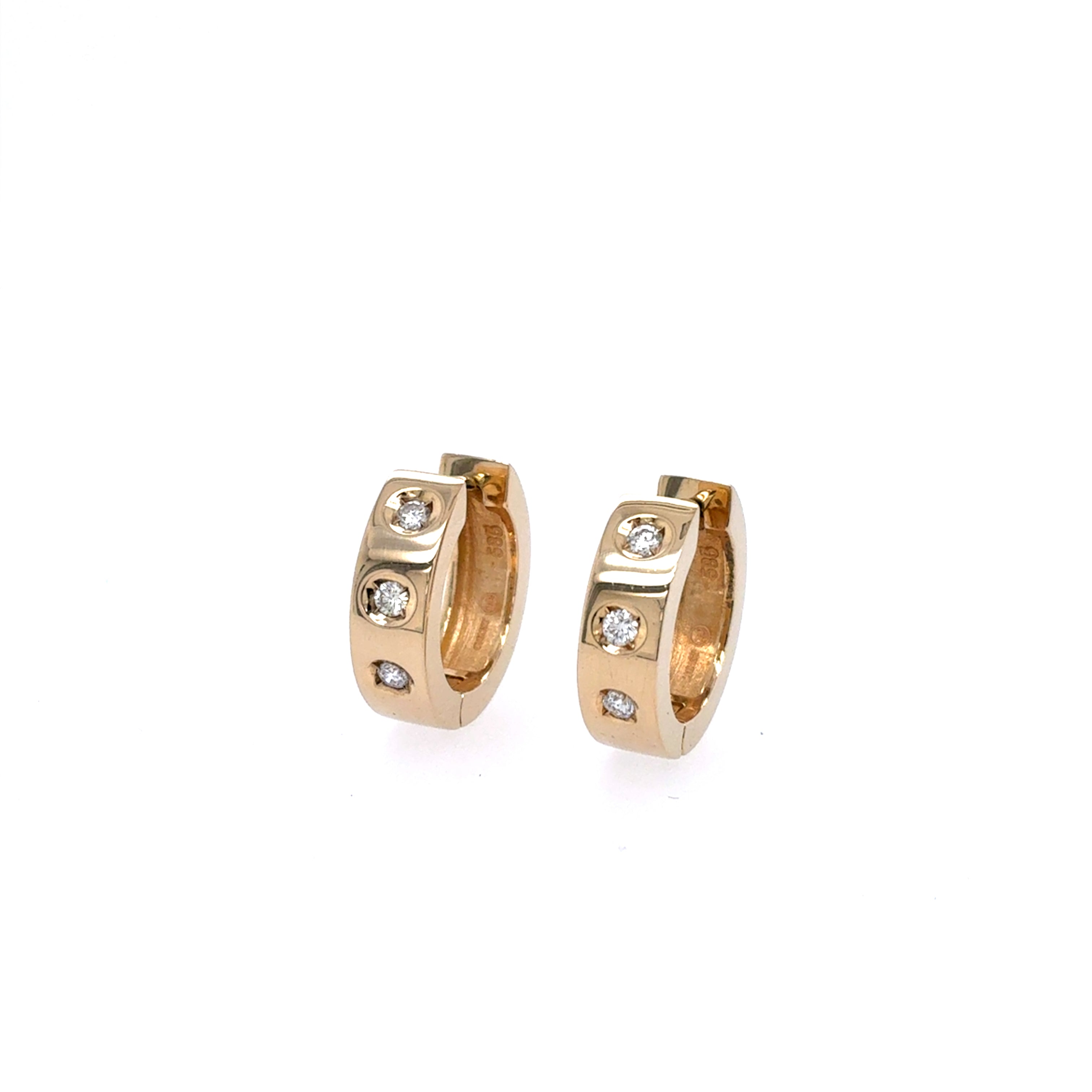 Brillant Creolen Gold Ohrringe 585 Gelbgold 14 Karat