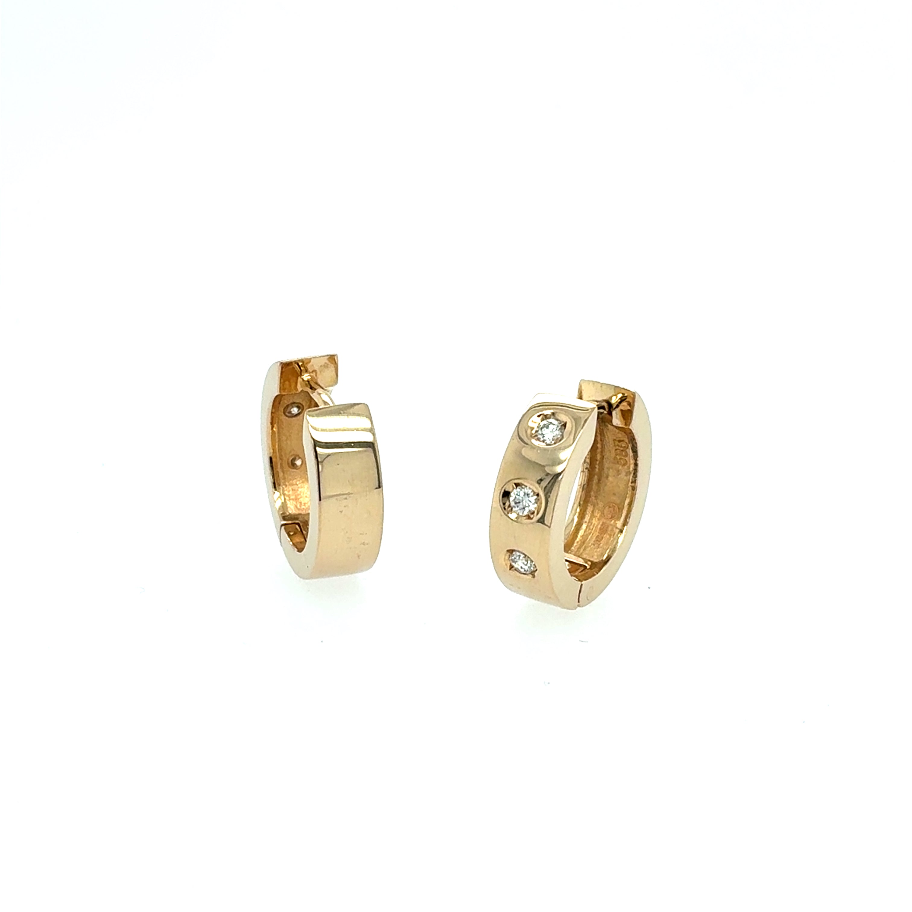Brillant Creolen Gold Ohrringe 585 Gelbgold 14 Karat
