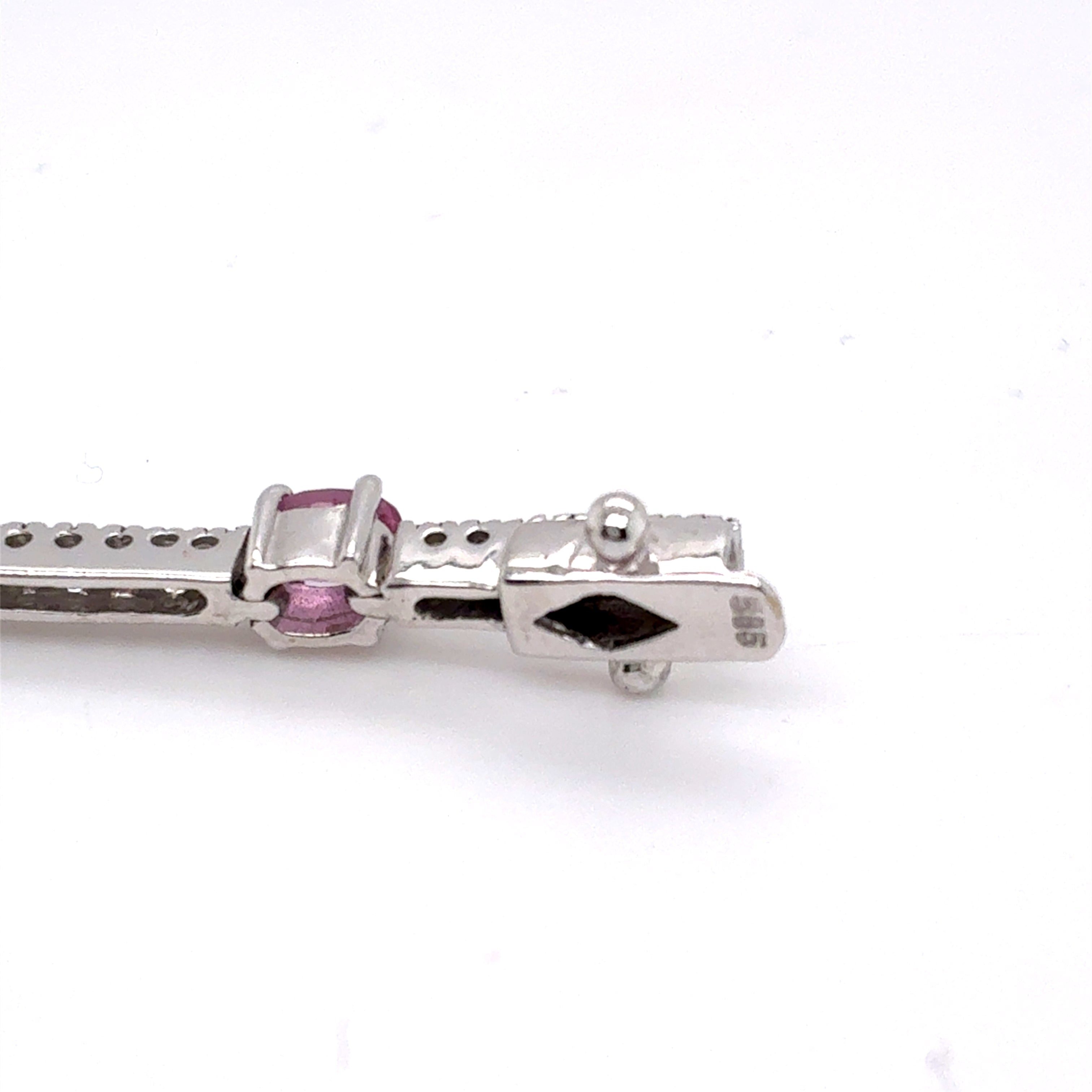 Armband Gold 585 Weißgold 14Kt Brillant Pinker Saphir 19cm