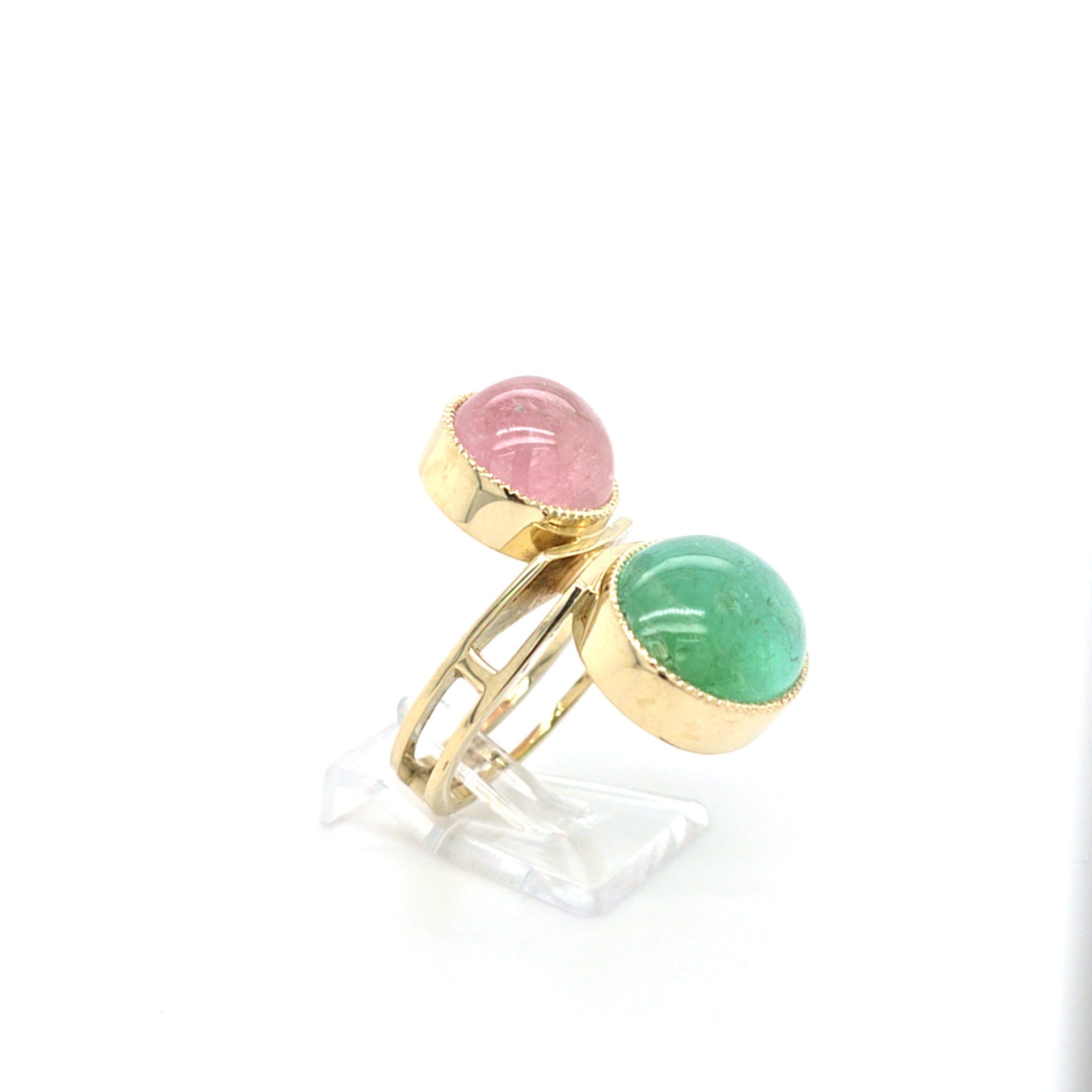 Ring Gelb Gold 585 Schmuckstein Rosa Grün Damen Schmuck