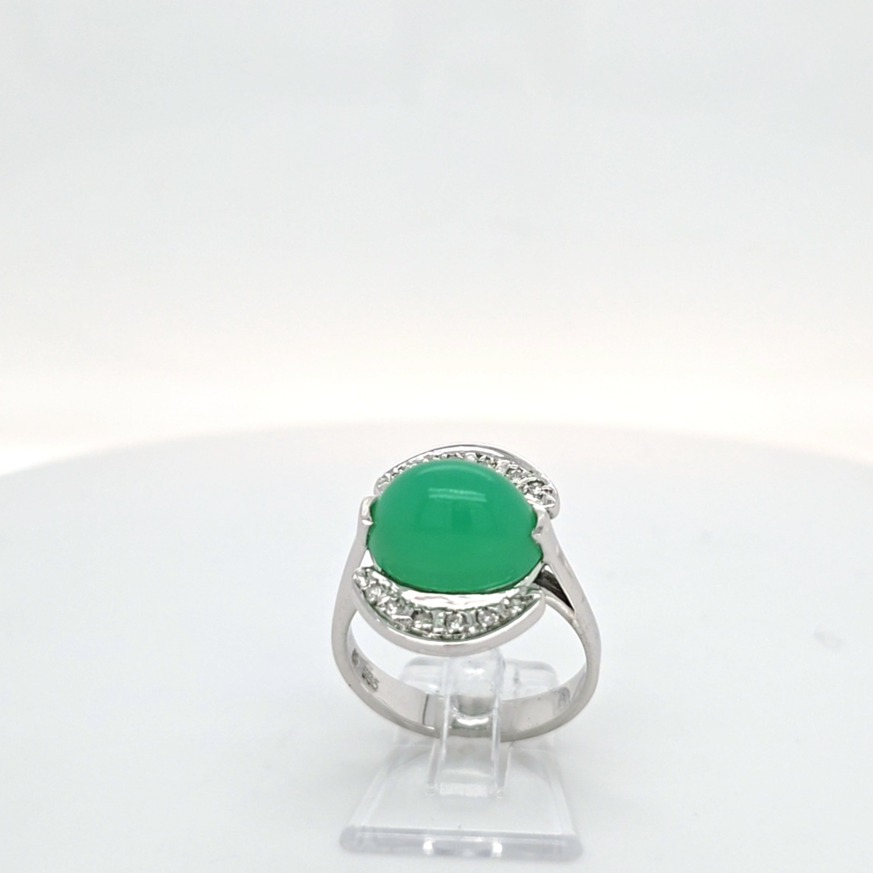 Ring Weiß Gold 585 Zirkonia Schmuckstein Grün Damen