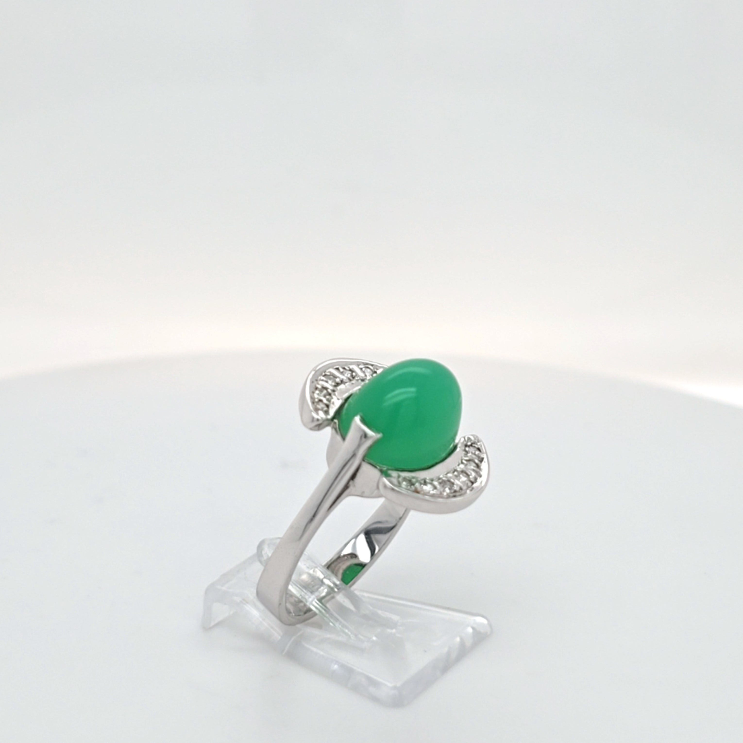 Ring Weiß Gold 585 Zirkonia Schmuckstein Grün Damen