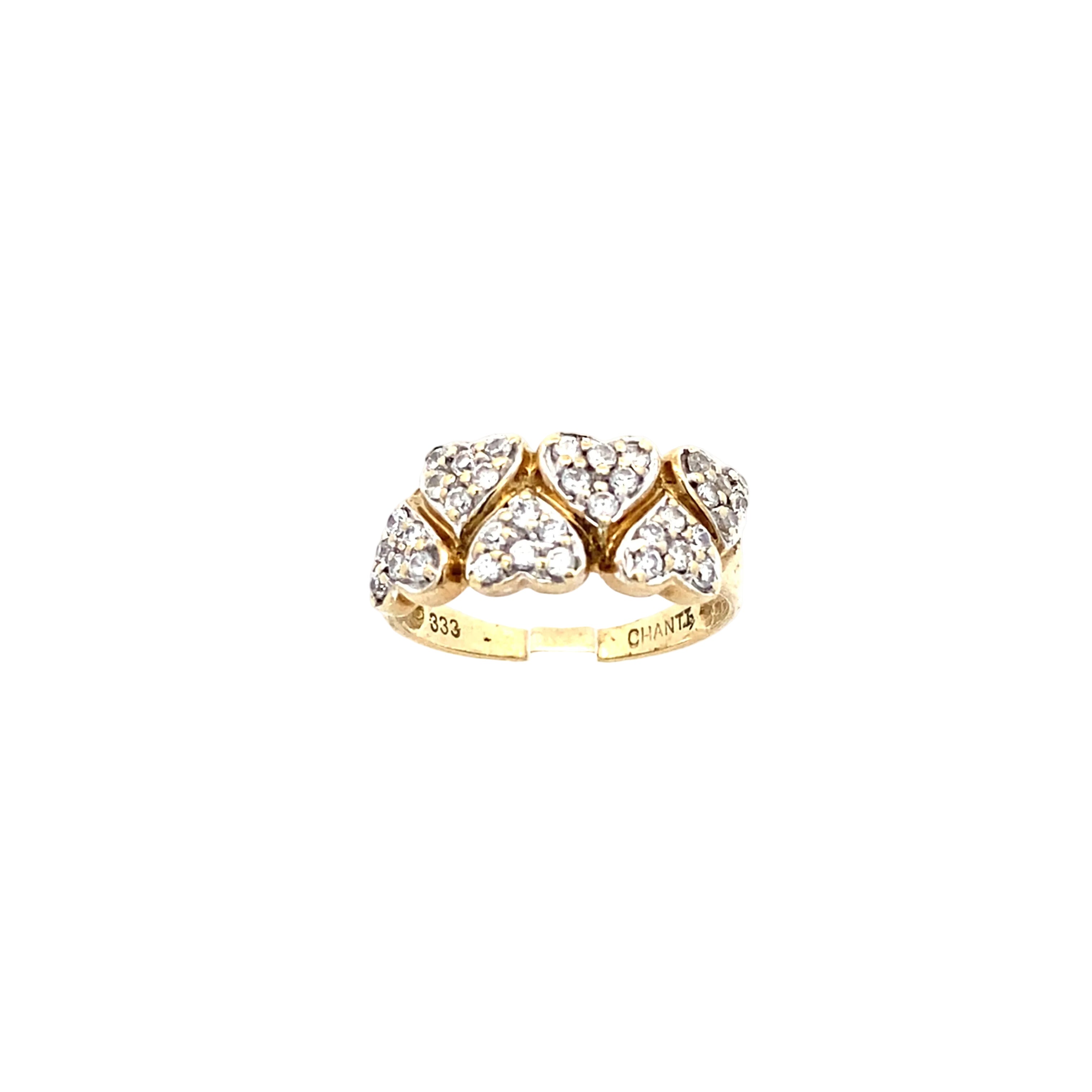 Damenring "Herzen" Gelbgold 333/8kt Gr.55