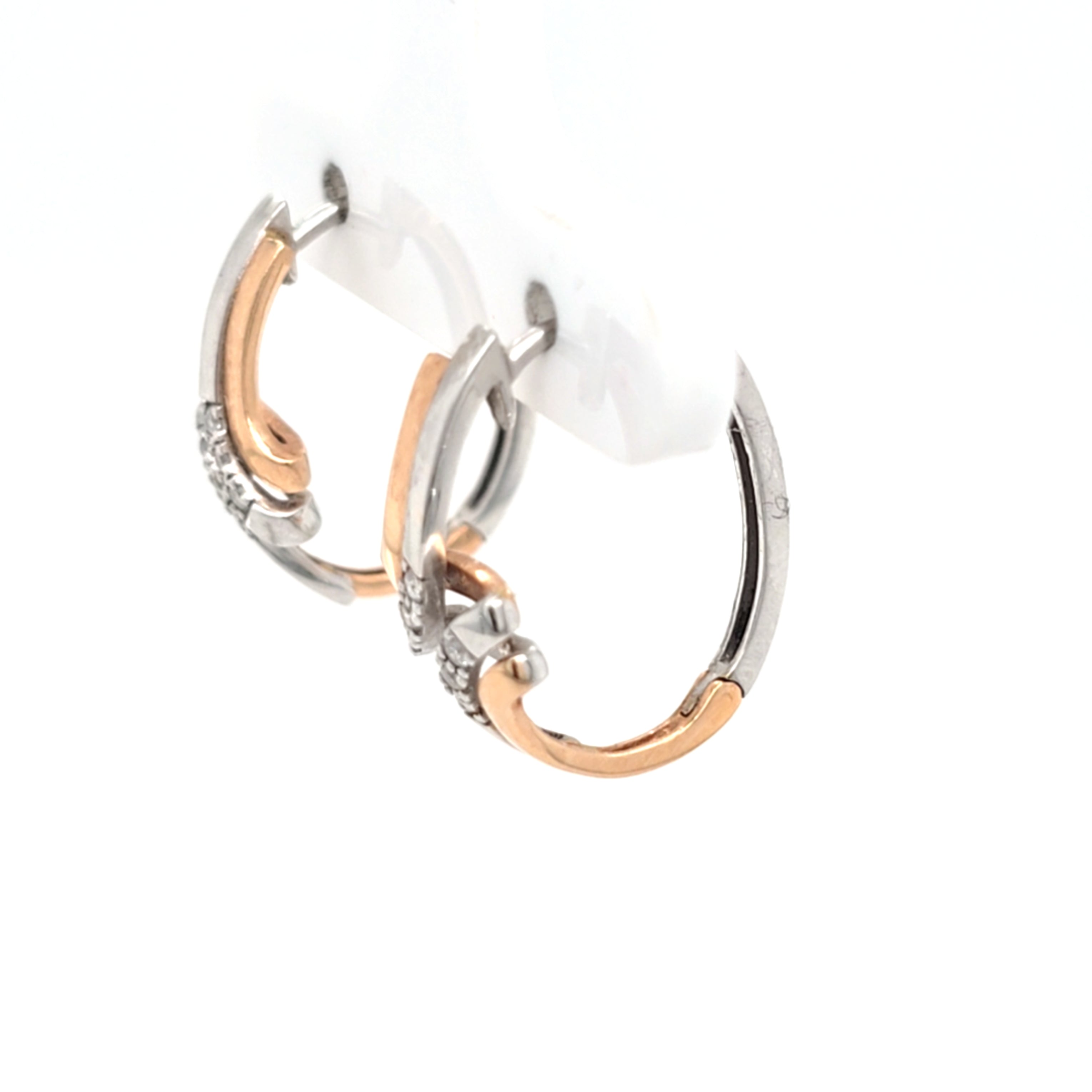 Ohrringe Weißgold Rotgold 585  14 kt Creole Brillanten  Schmuck Geschenk 203361