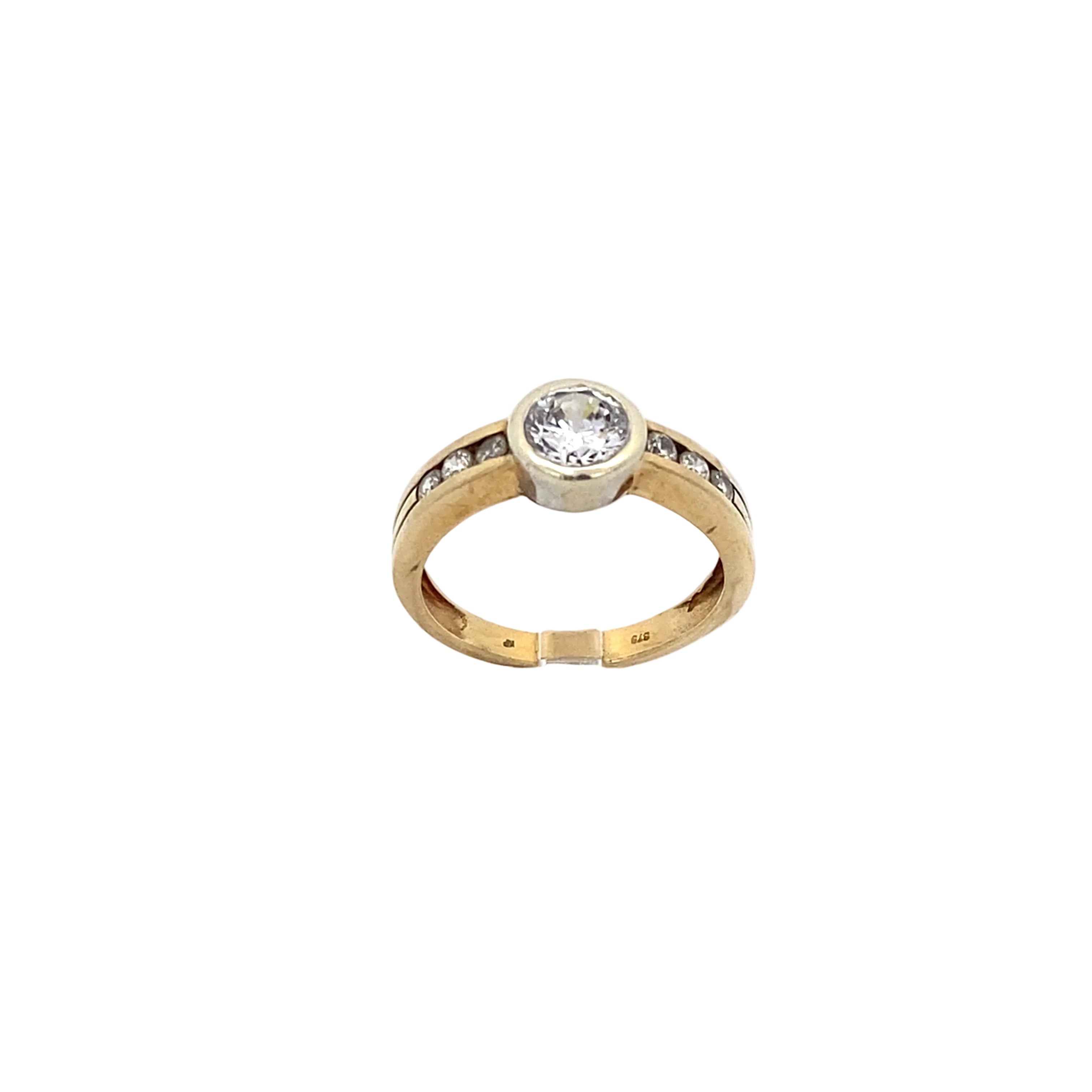 Damenring Gelbgold und Weißgold 375 / 9 kt