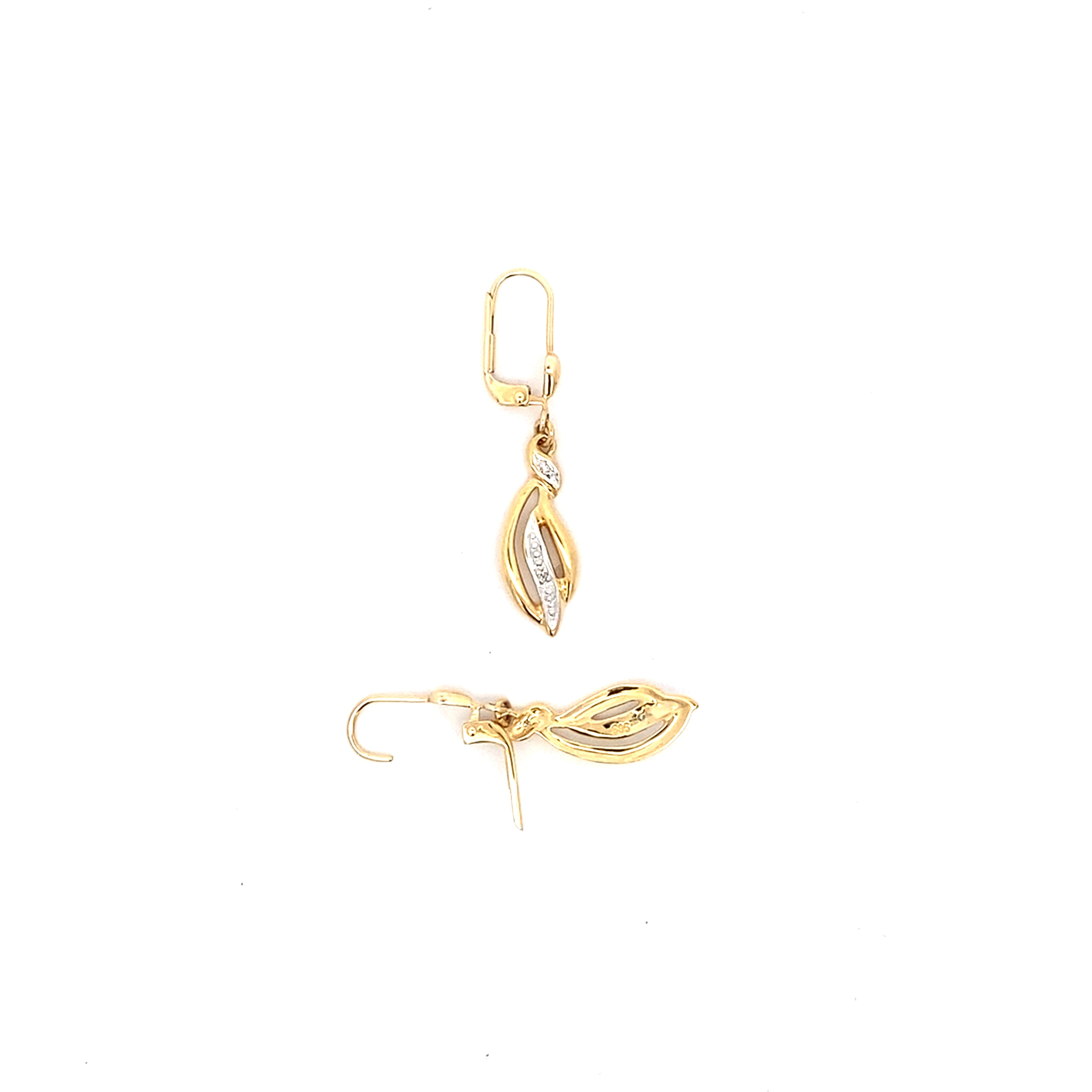Ohrhänger Gelbgold und Weißgold 585 / 14 kt