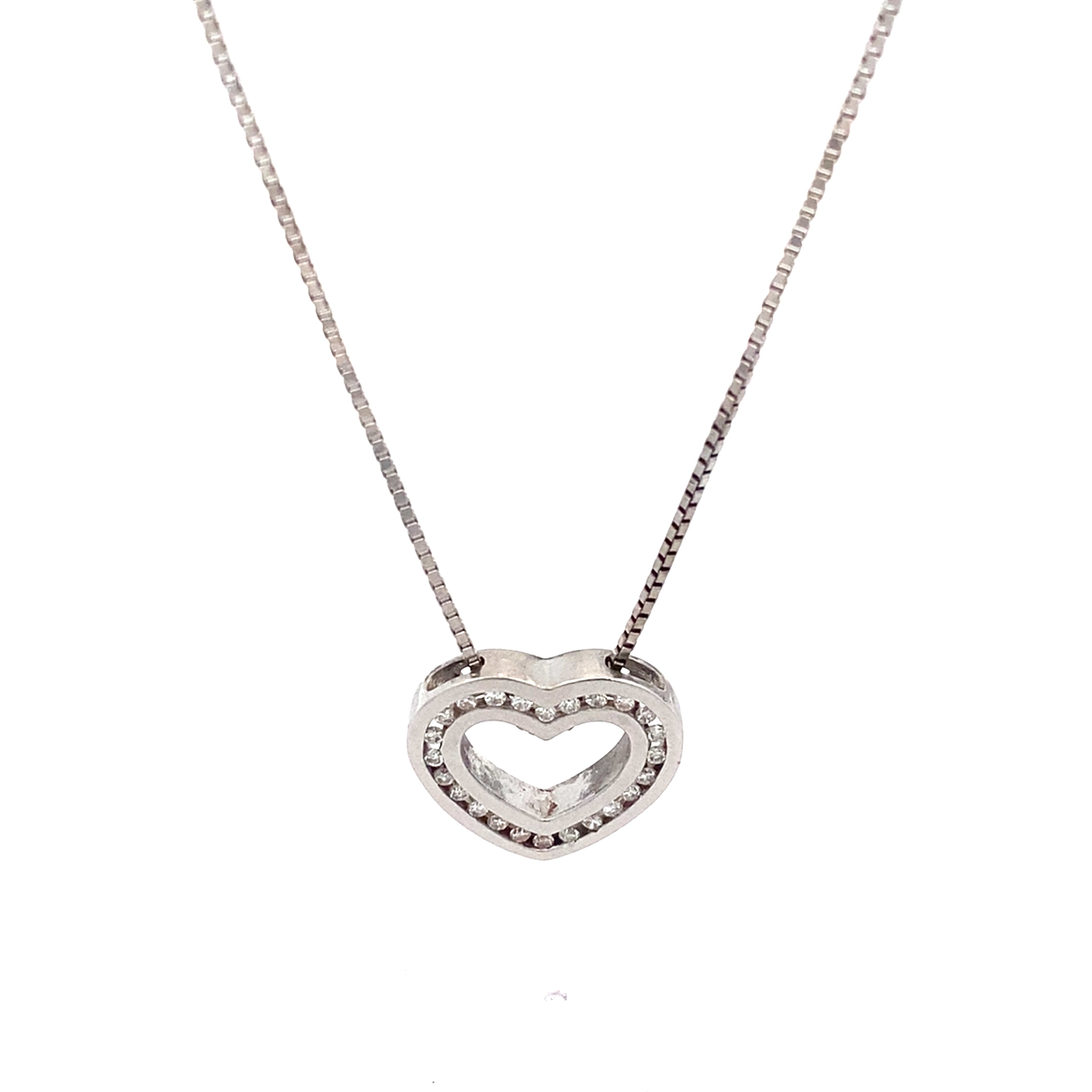 Kette mit Herzanhänger Weißgold 585 / 14 kt