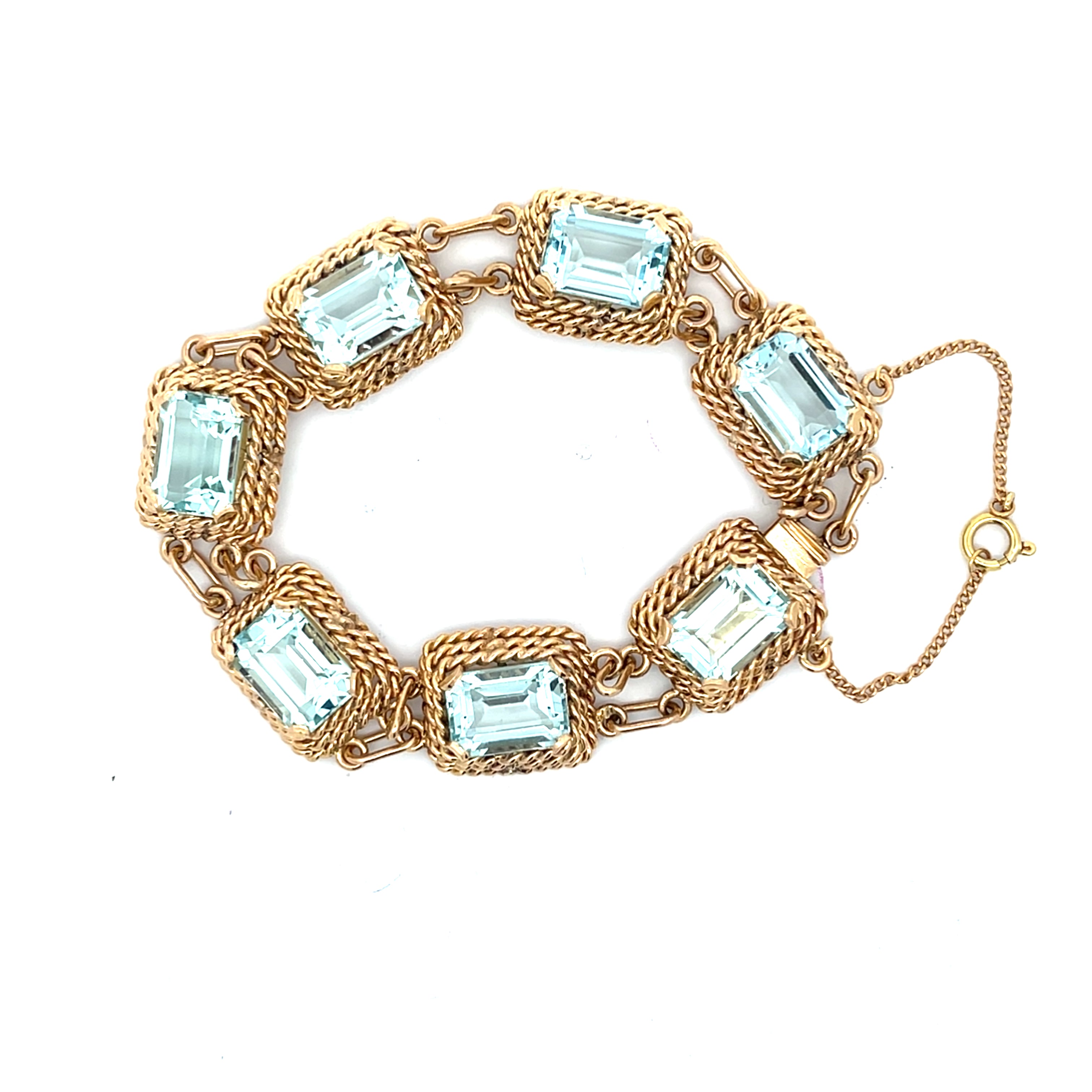 Armband Gelb Gold 750 18 Karat mit Steinen hellblau