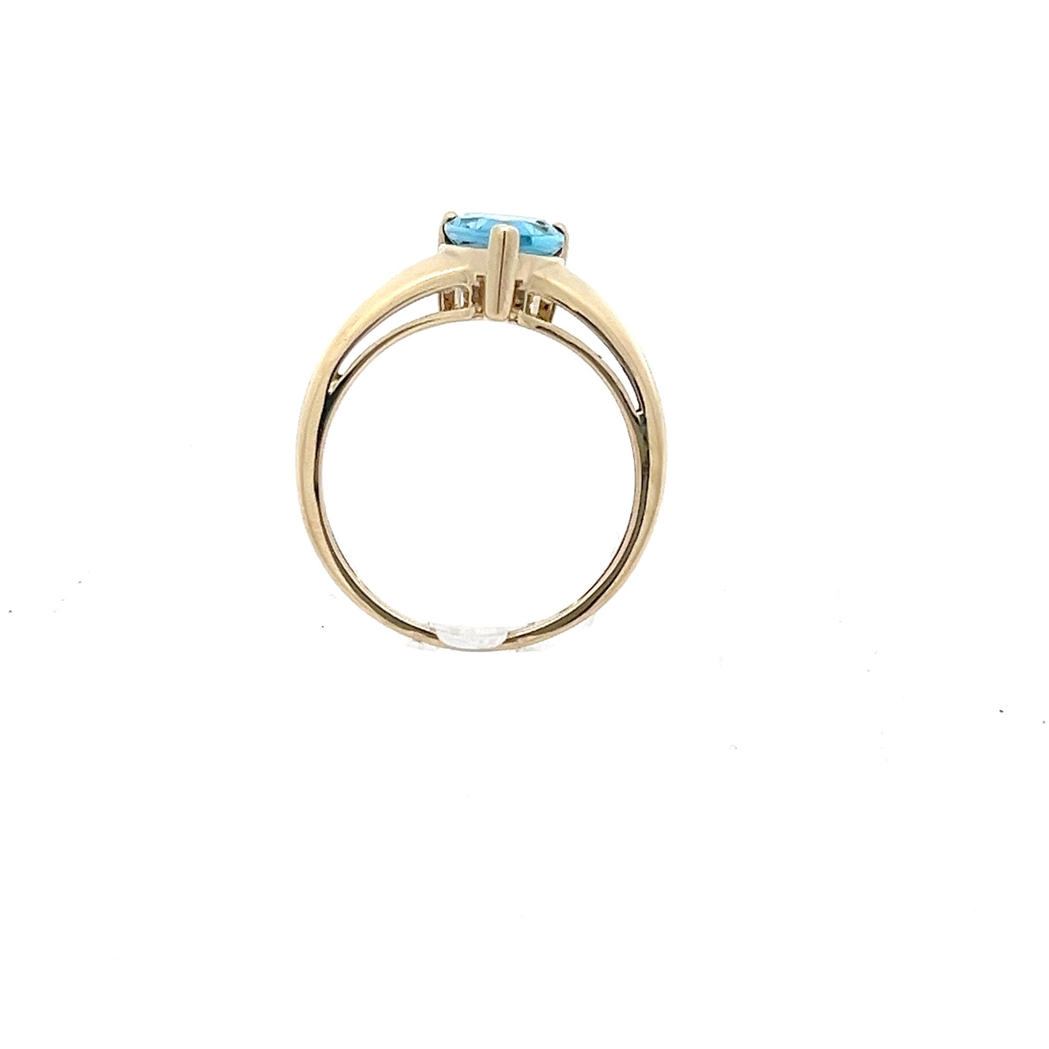 Damenring Gelb Gold 375 9 Karat mit blauem Stein *56