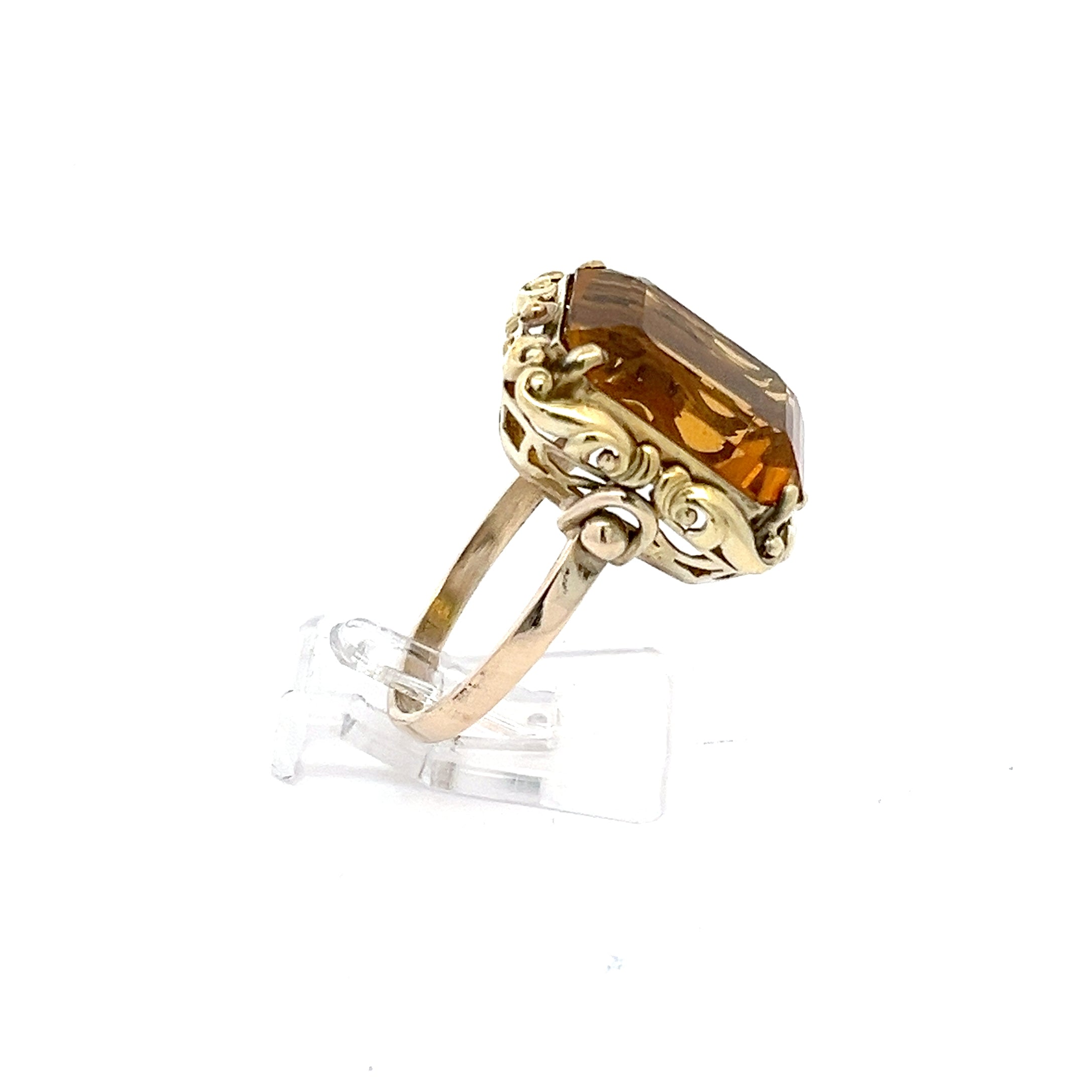 Viktorianischer Ring Gold 585 14 Karat mit orangenem Stein *60