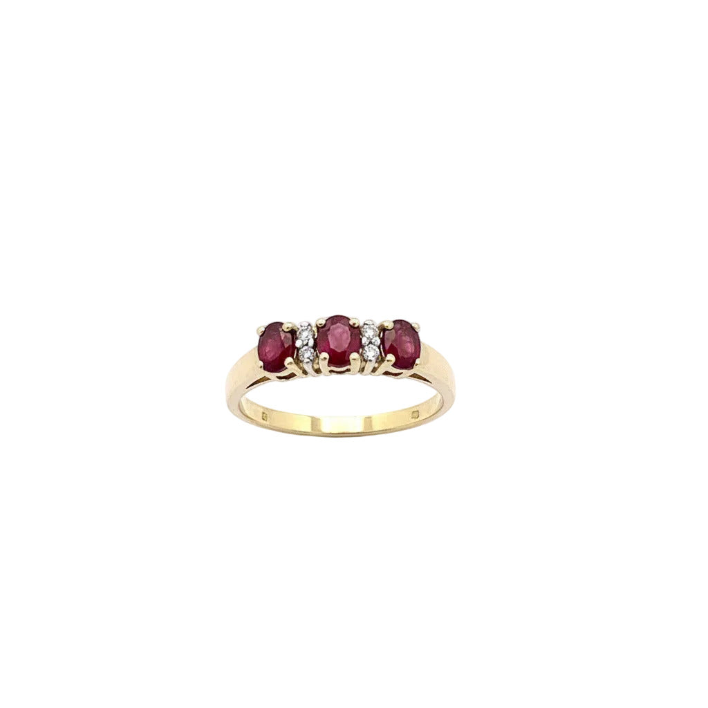 Rubin Brillanten Damenring Gelb Gold 585 14 Karat *55