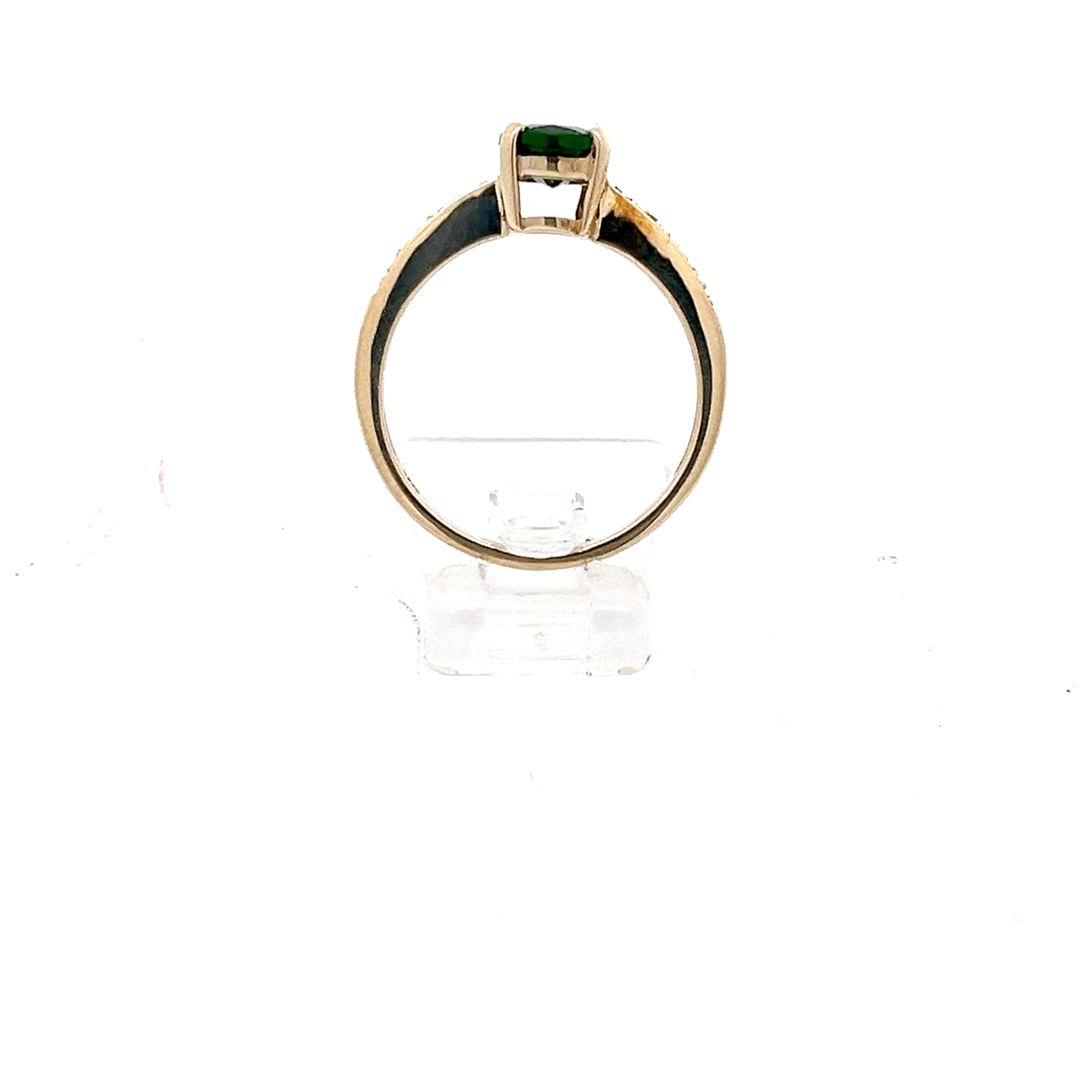 Russischer Diopsid Goldring 375 mit Diamanten *54 mit Echtheitszertifikat