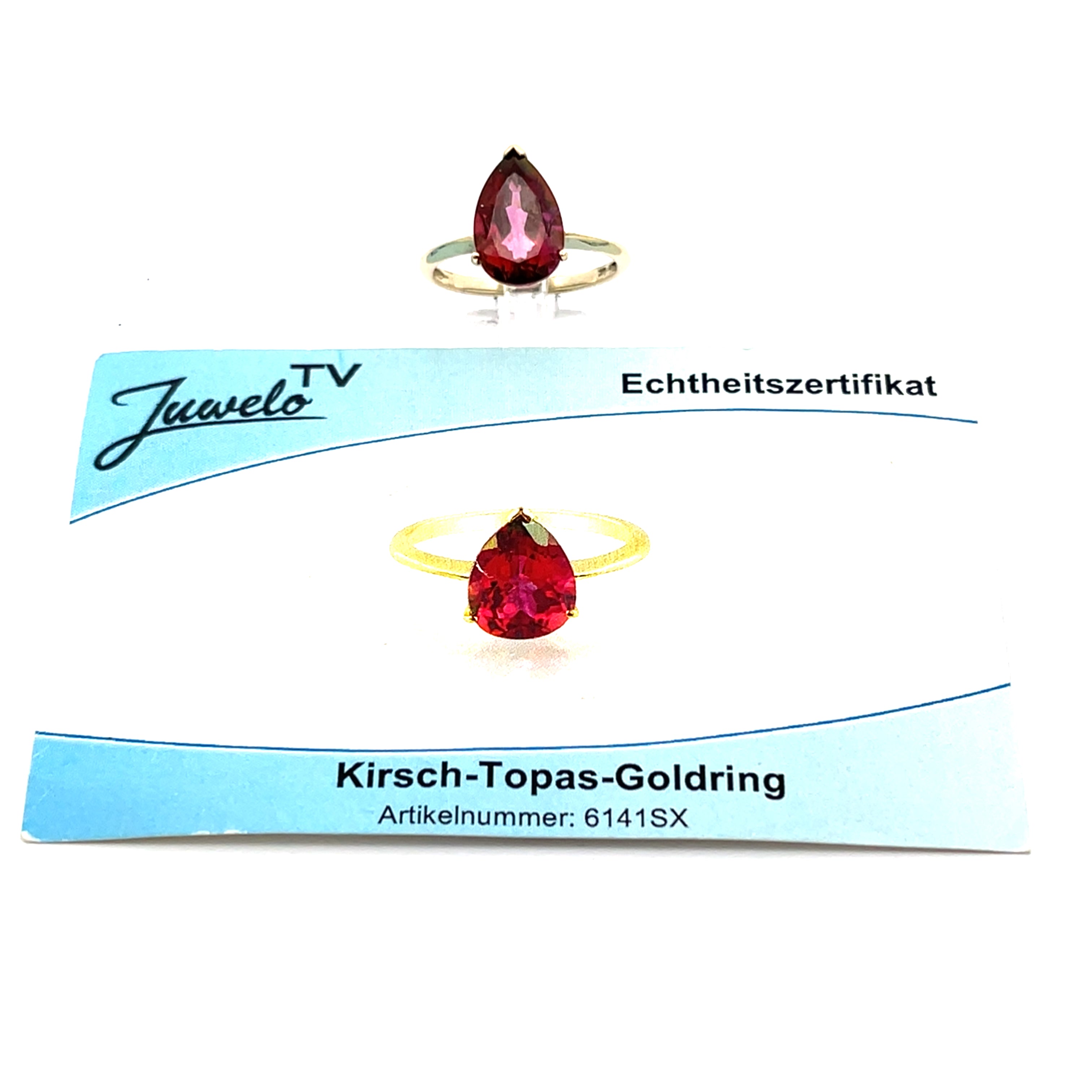 Kirsch Topas Goldring 375 9 Karat *55 mit Echtheitszertifikat