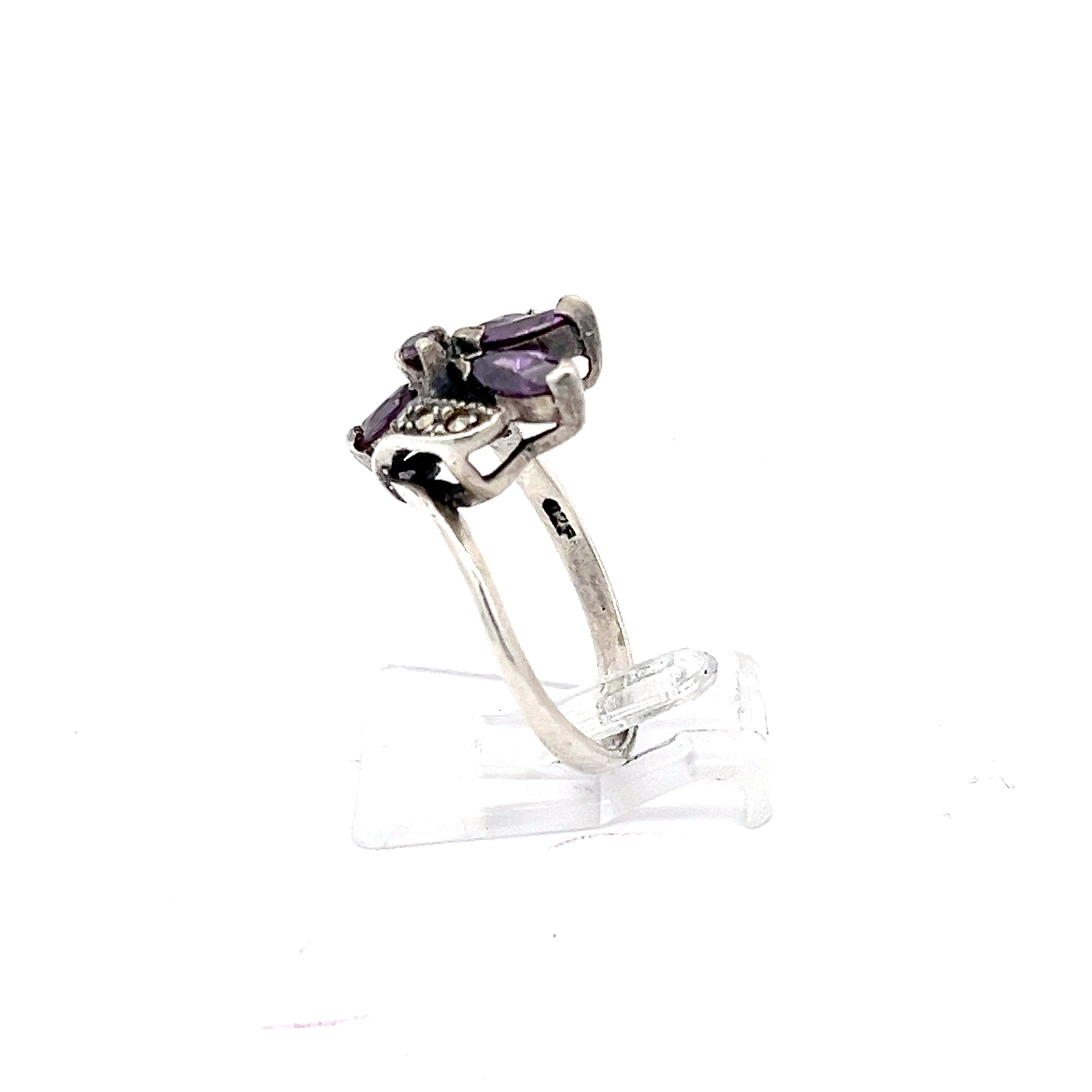 lila Floraler Sterling Silber 925 Ring *57
