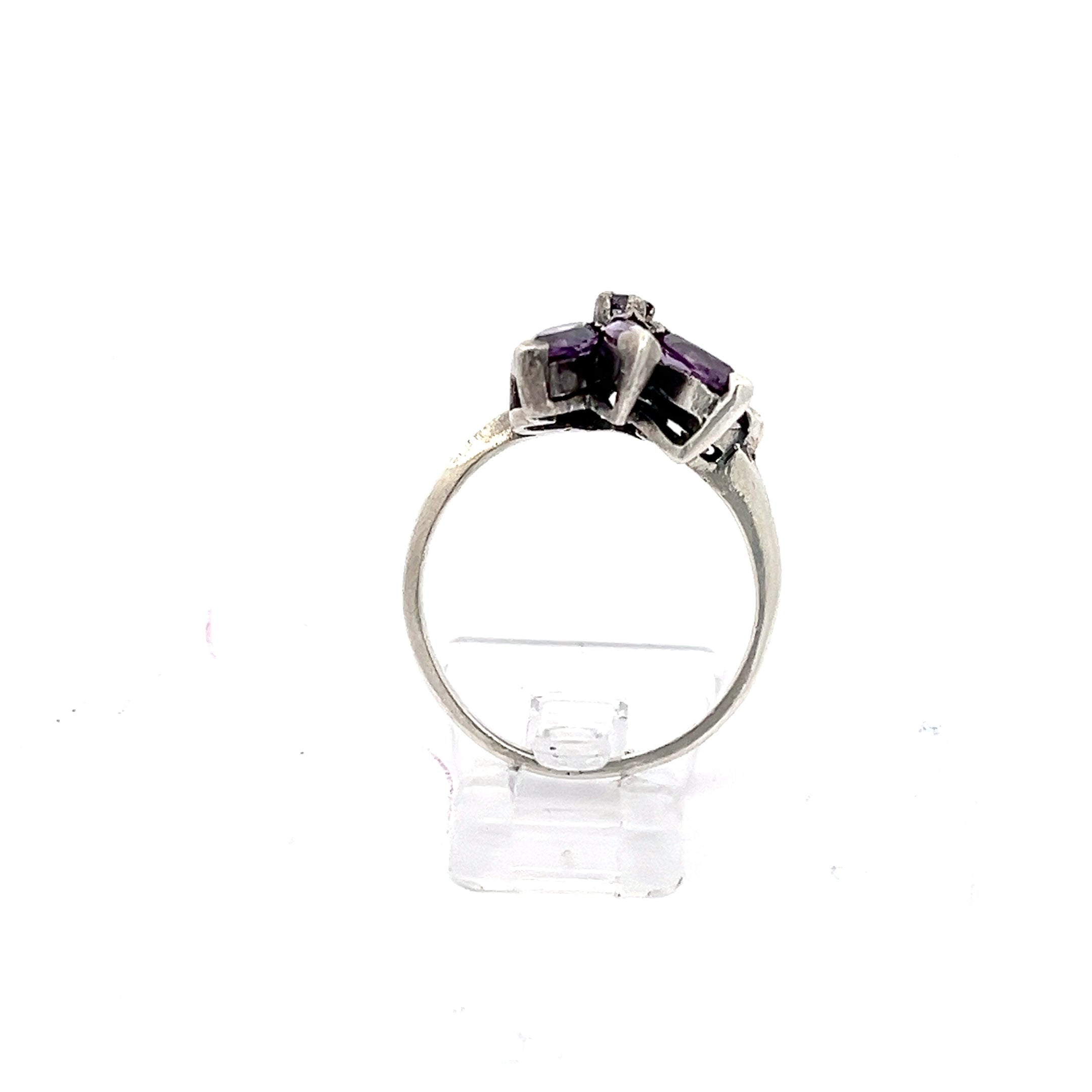 lila Floraler Sterling Silber 925 Ring *57