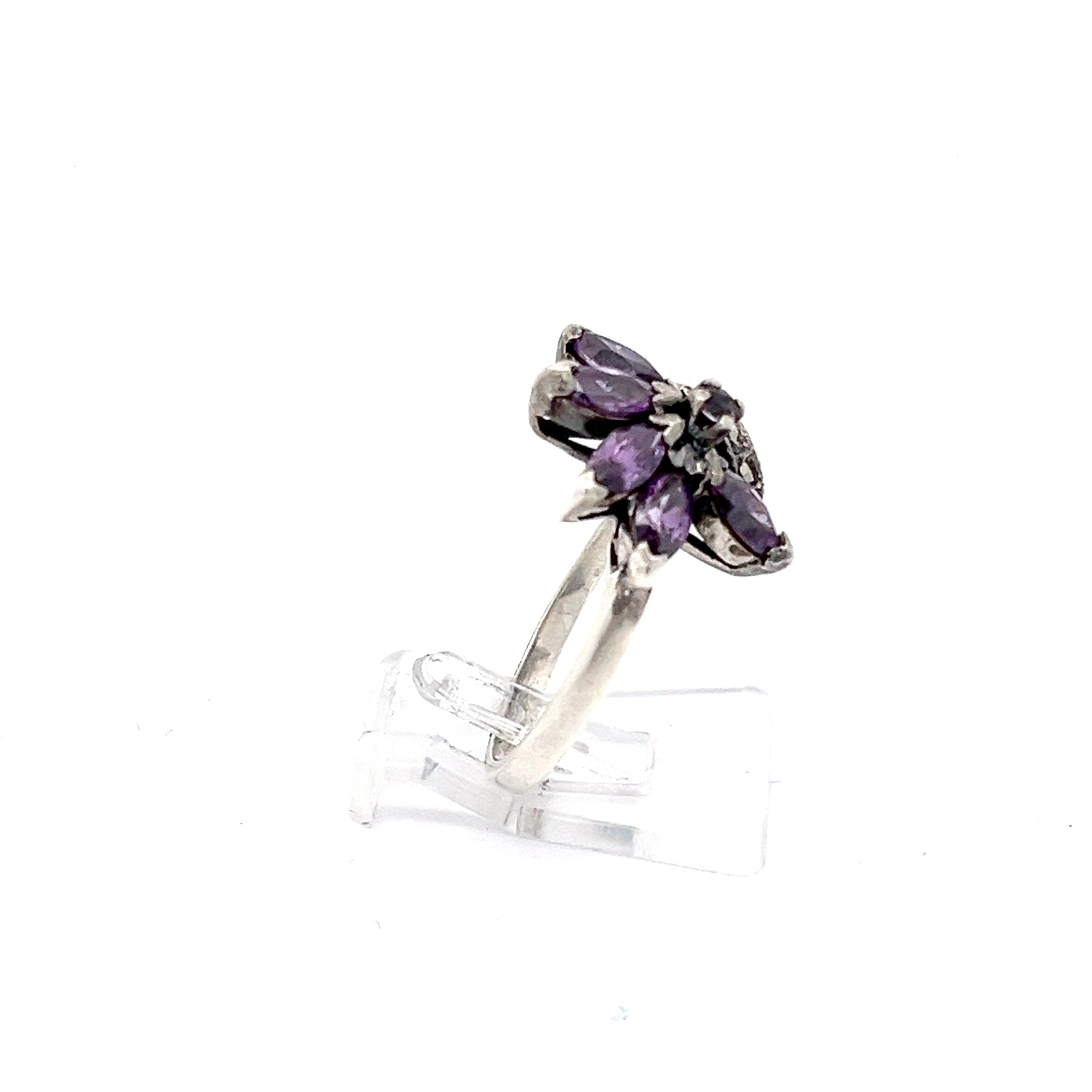 lila Floraler Sterling Silber 925 Ring *57