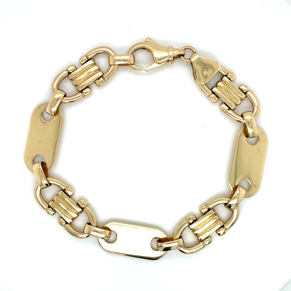 Platten Steigbügel Armband Gold 585 Gelbgold 14 kt L: 23cm
