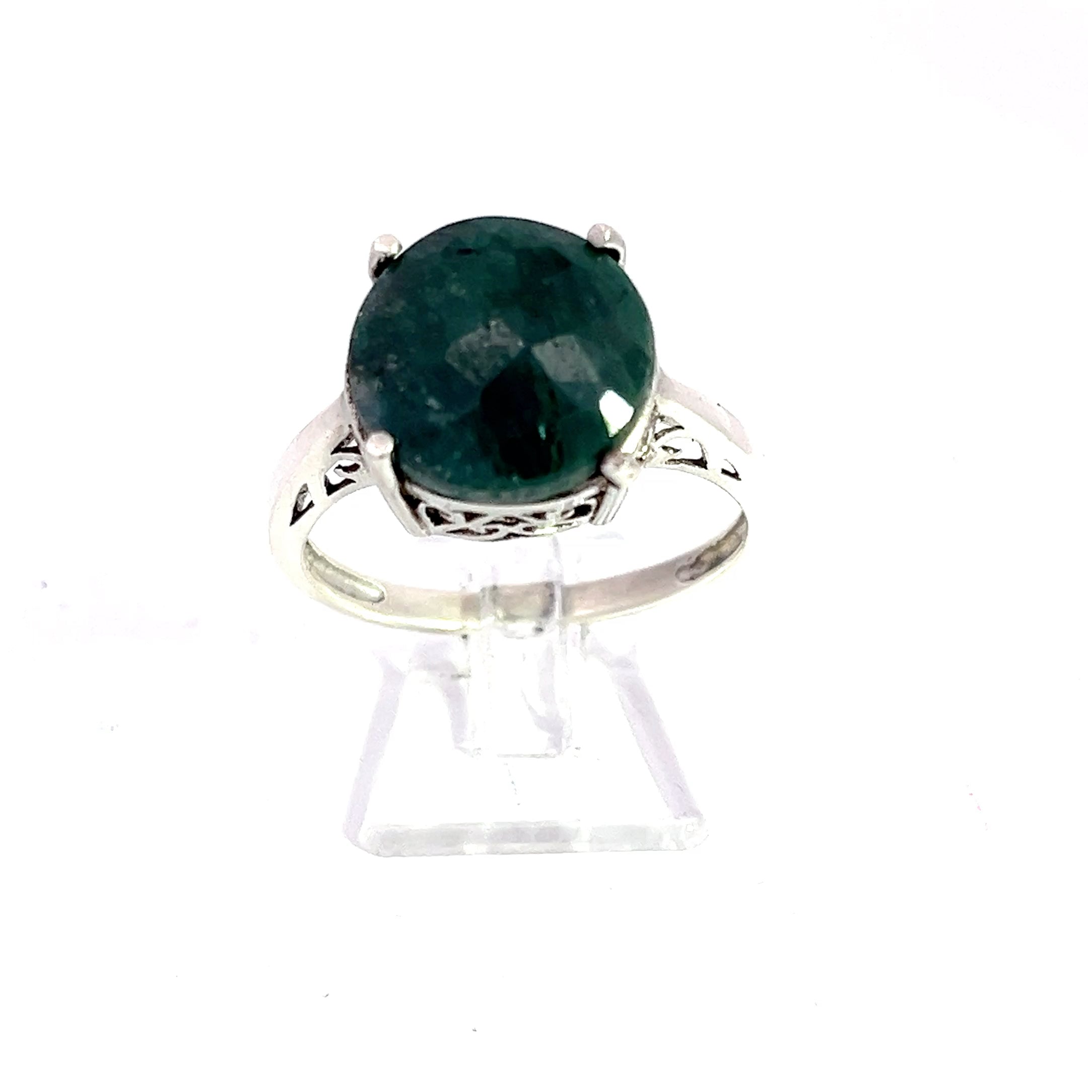 Art-Deco / Vintage Ring Sterling Silber mit grünem Stein *66