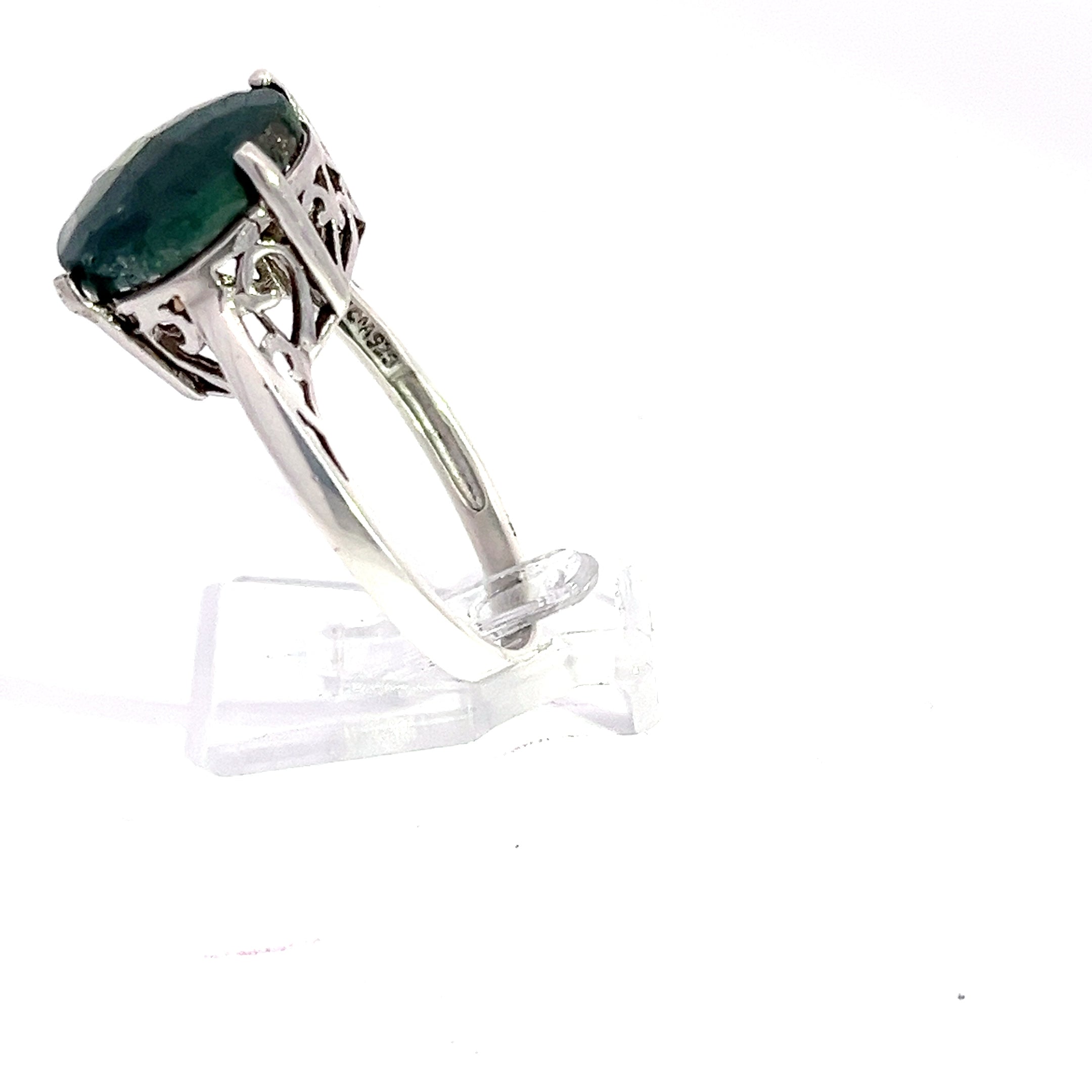 Art-Deco / Vintage Ring Sterling Silber mit grünem Stein *66