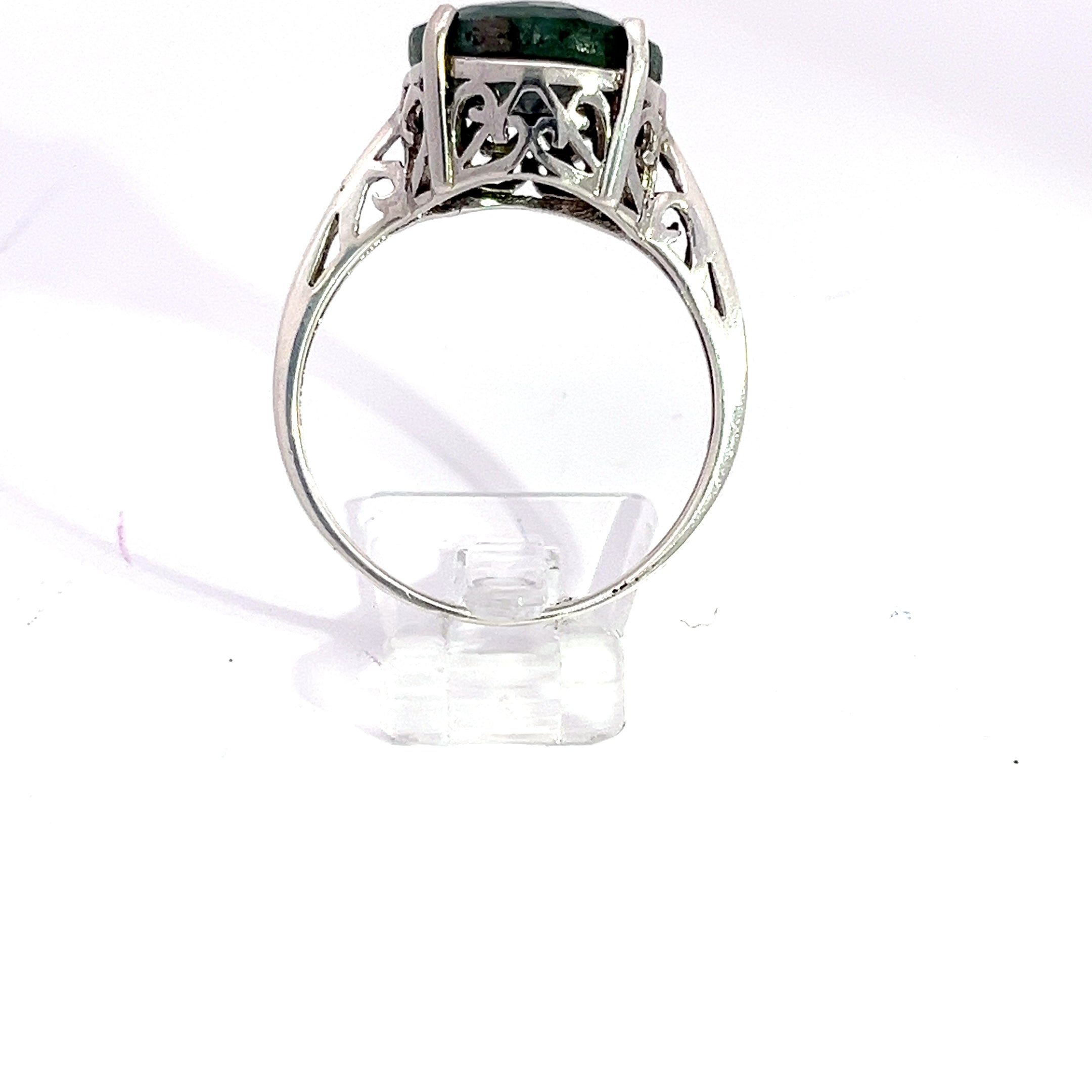 Art-Deco / Vintage Ring Sterling Silber mit grünem Stein *66