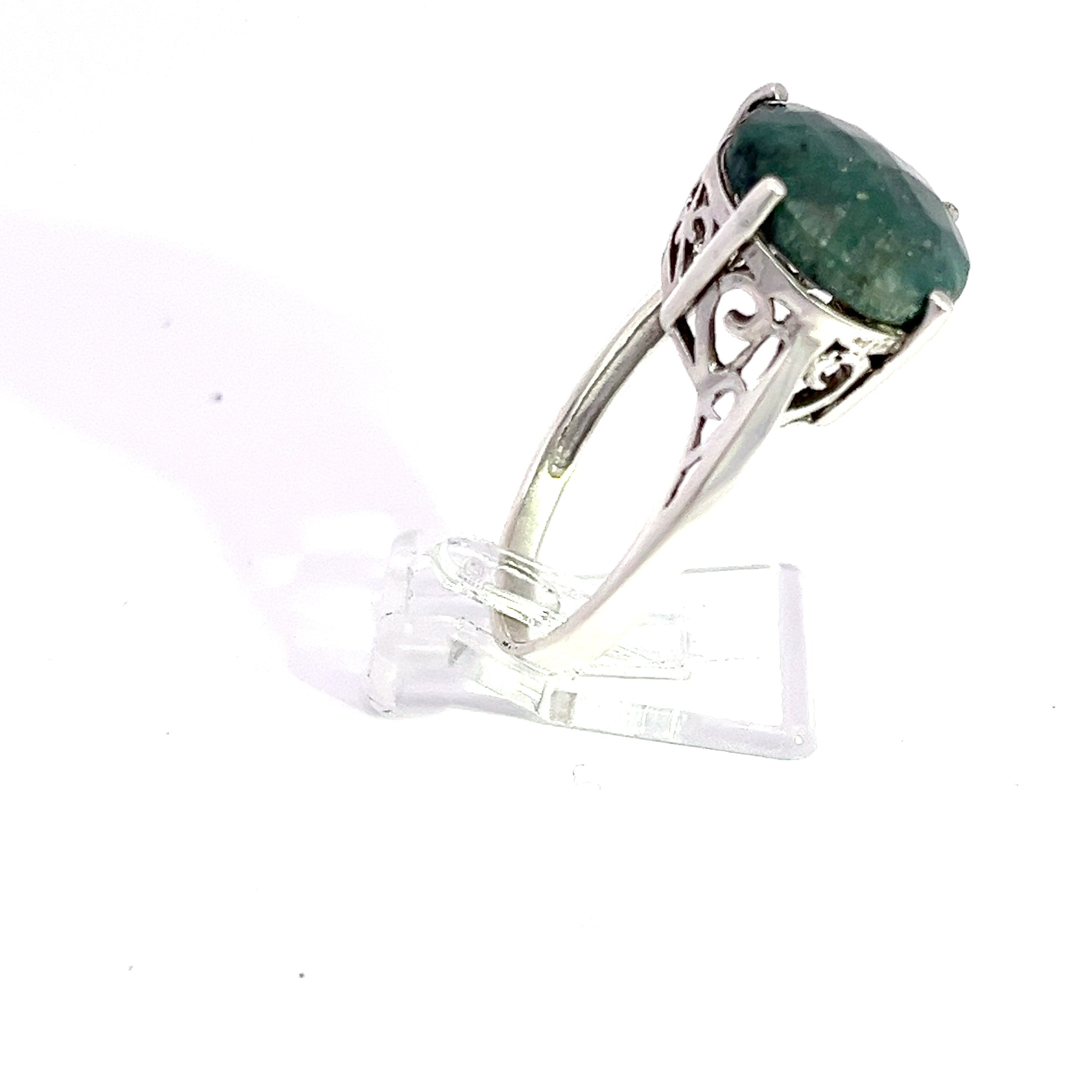 Art-Deco / Vintage Ring Sterling Silber mit grünem Stein *66