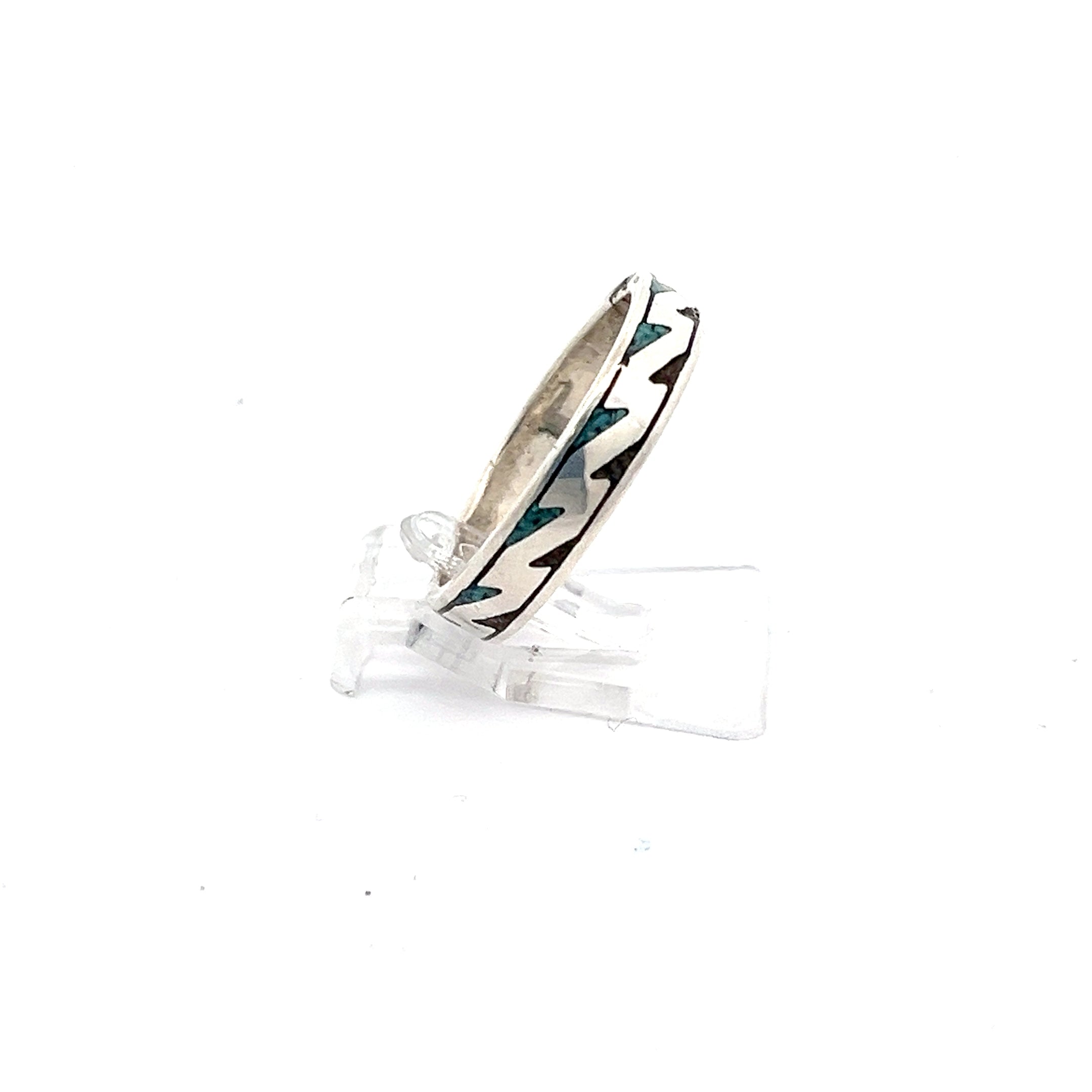 Sterling Silber Ring mit Farbelementen in Türkis und in Braun *55
