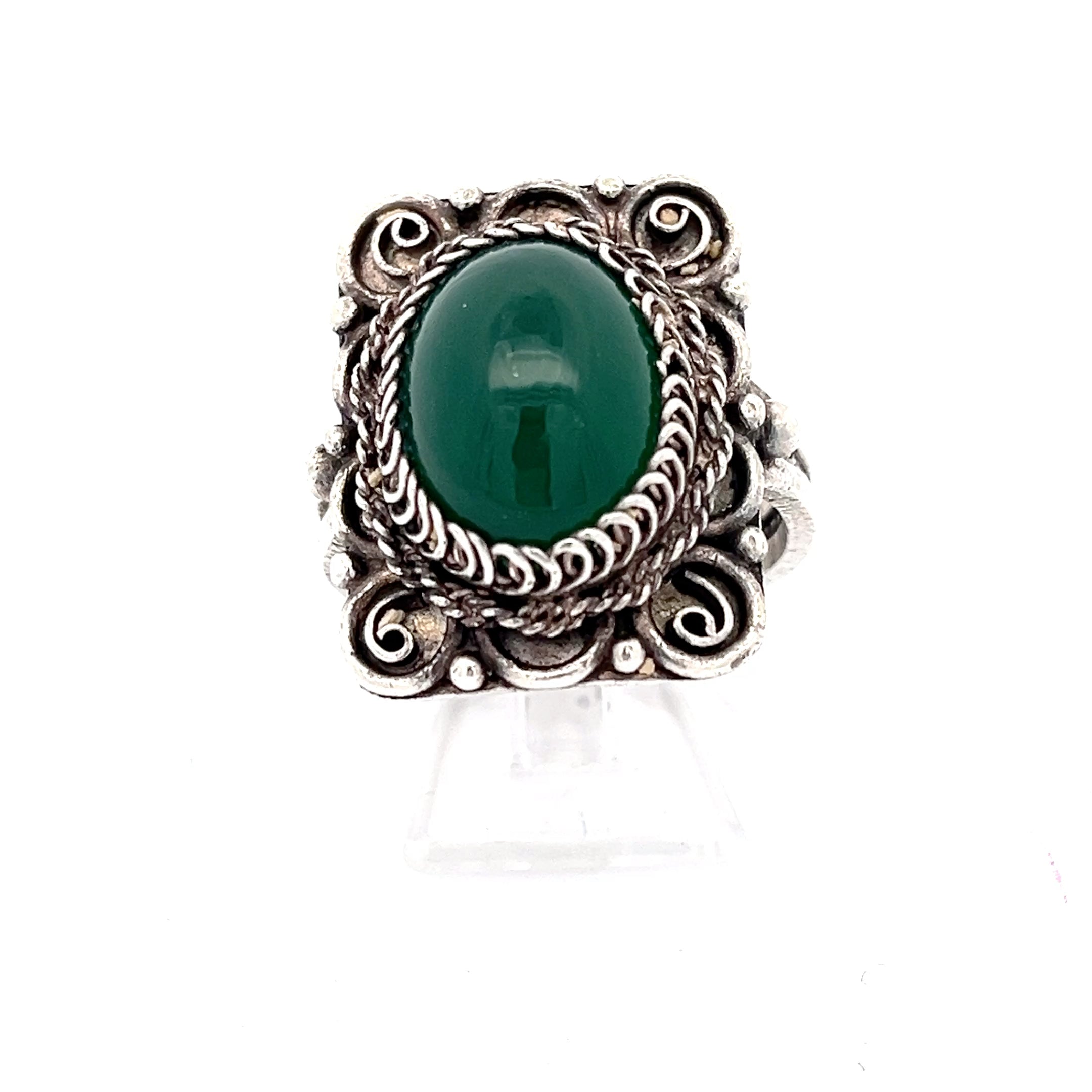 Vintage Silber Ring mit Farbstein grün *59