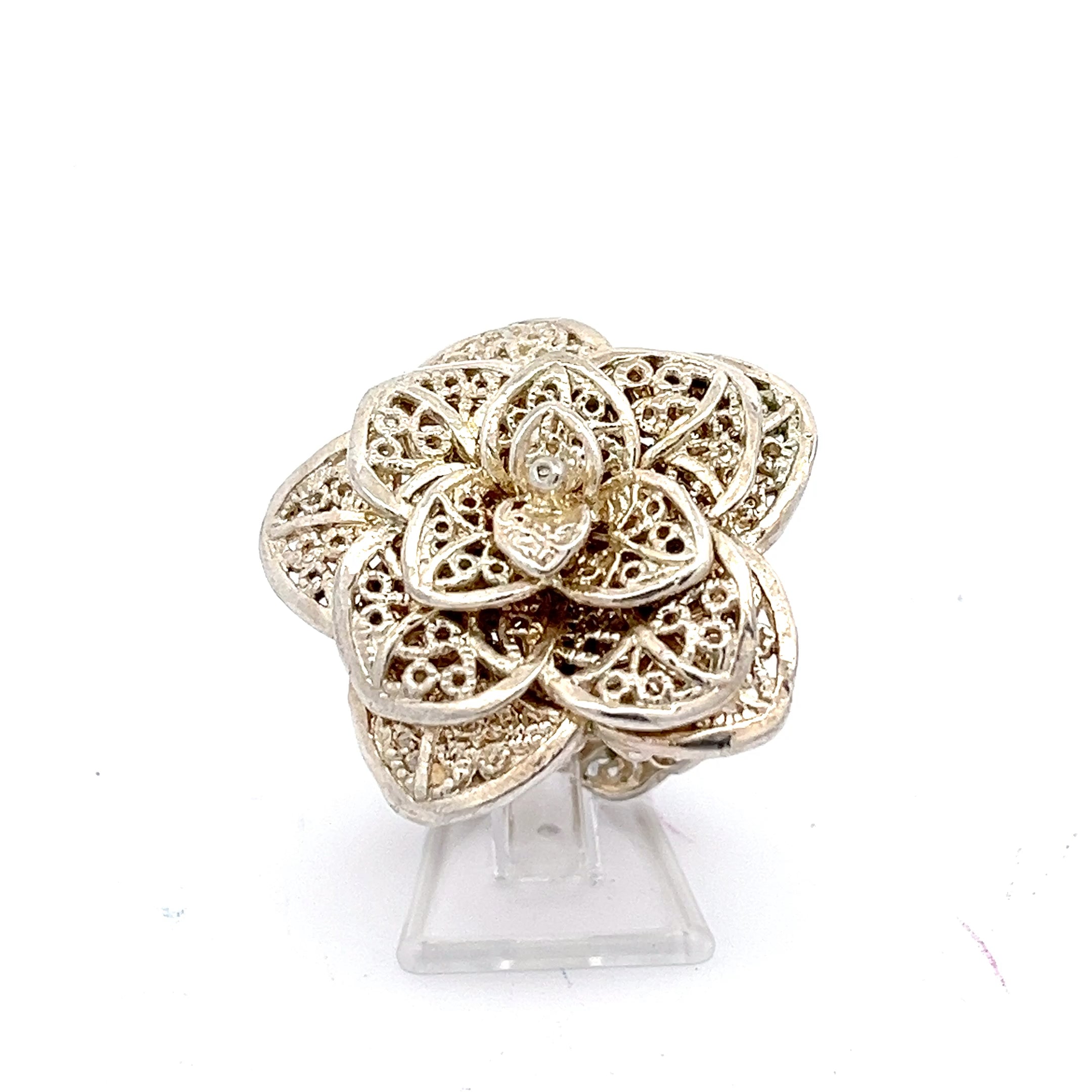 Vintage Blumenring Sterling Silber 925 Grßenverstellbar