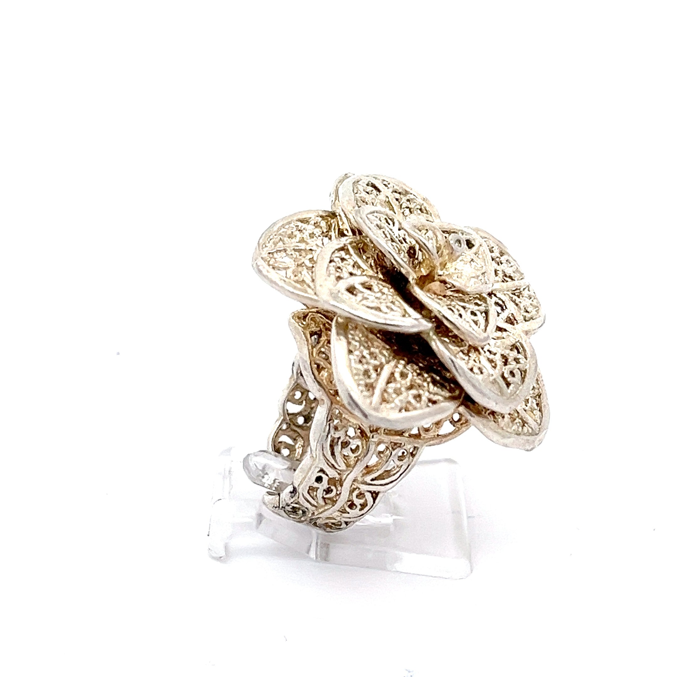 Vintage Blumenring Sterling Silber 925 Grßenverstellbar