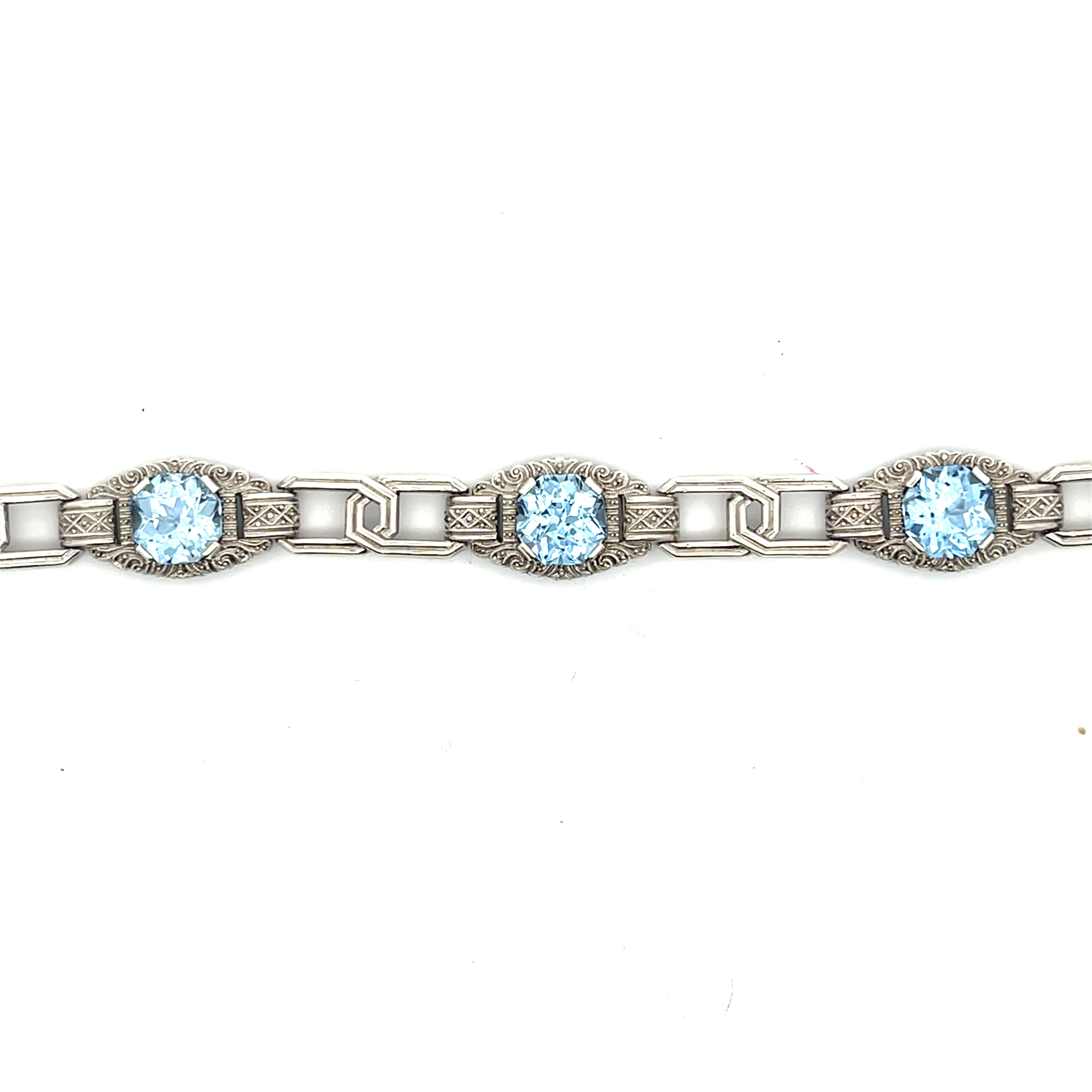 Vintage Art Deco Sterling Silber 925 Armband mit blauen Steinen