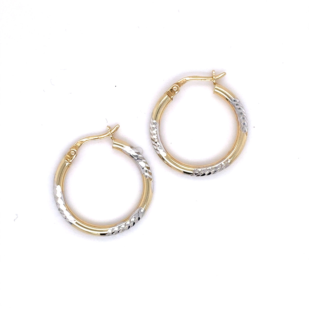 Creolen Gold Ohrringe 375 Gelbgold / Weißgold 9 Karat