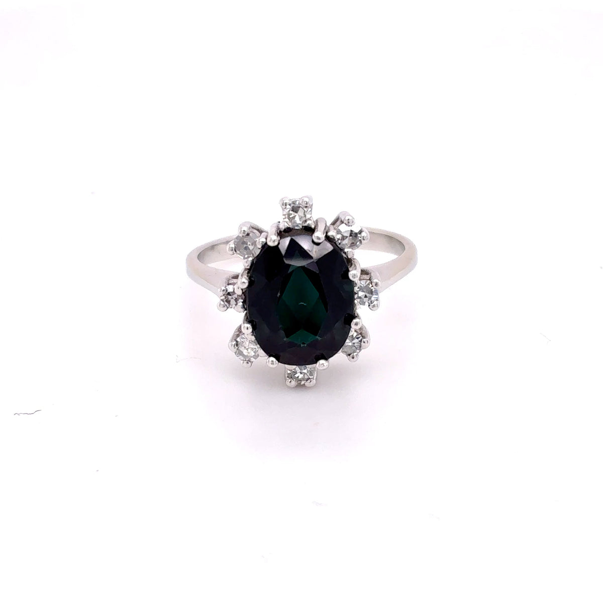 Turmalin Diamant Ring Weißgold 585 Gold 14kt Gr.50