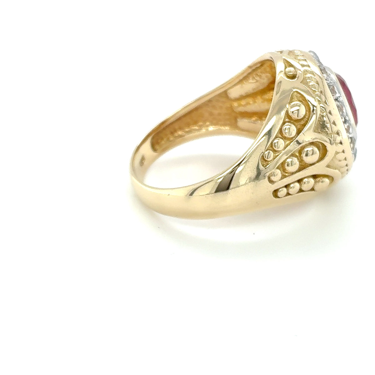 Zirkonia Weiß Rot Ring Gelbgold 585 Gold 14kt Gr. 65