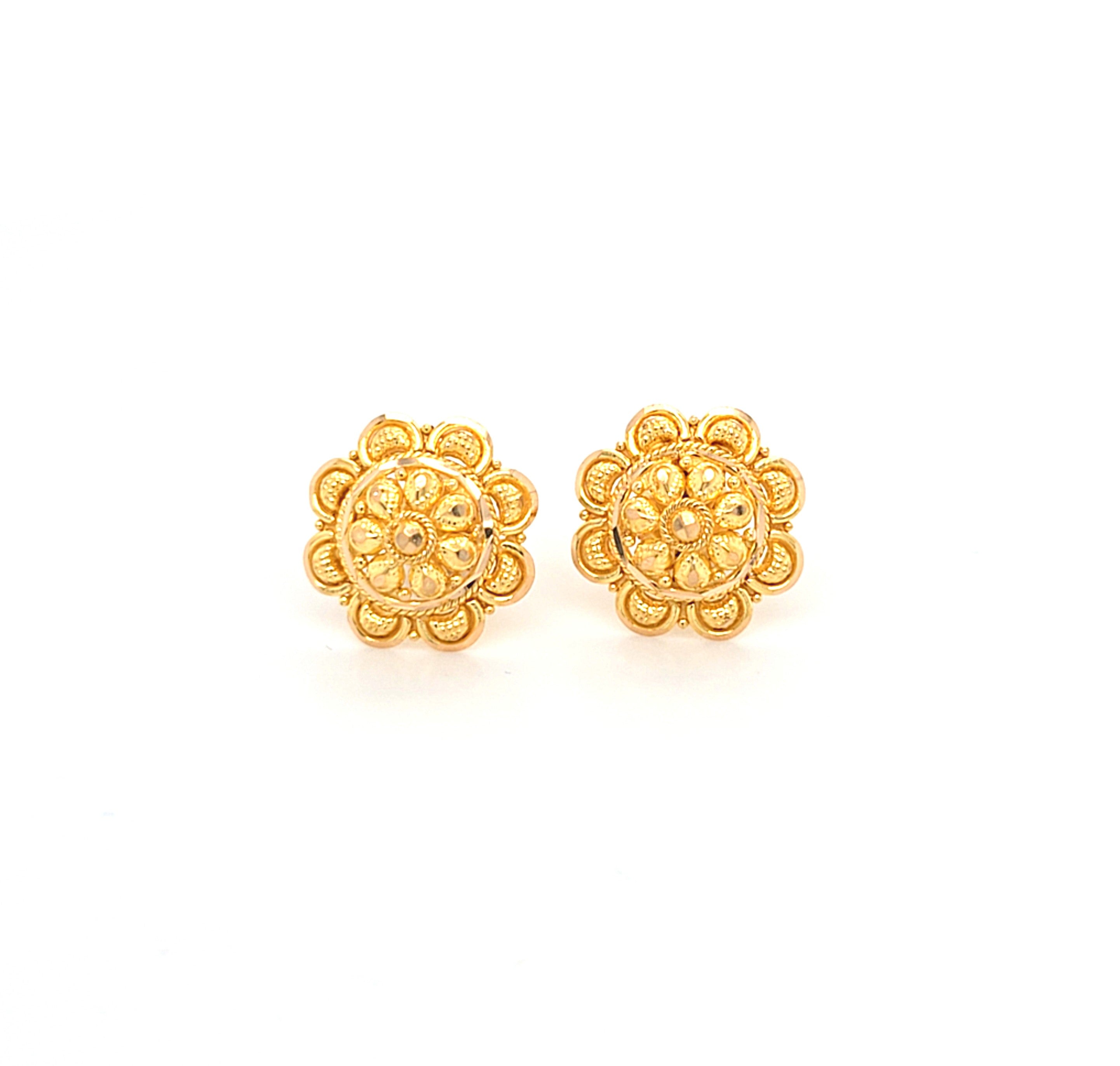 Damen Ohrstecker Gelbgold Blume Stecker 916 22 kt. Schmuck