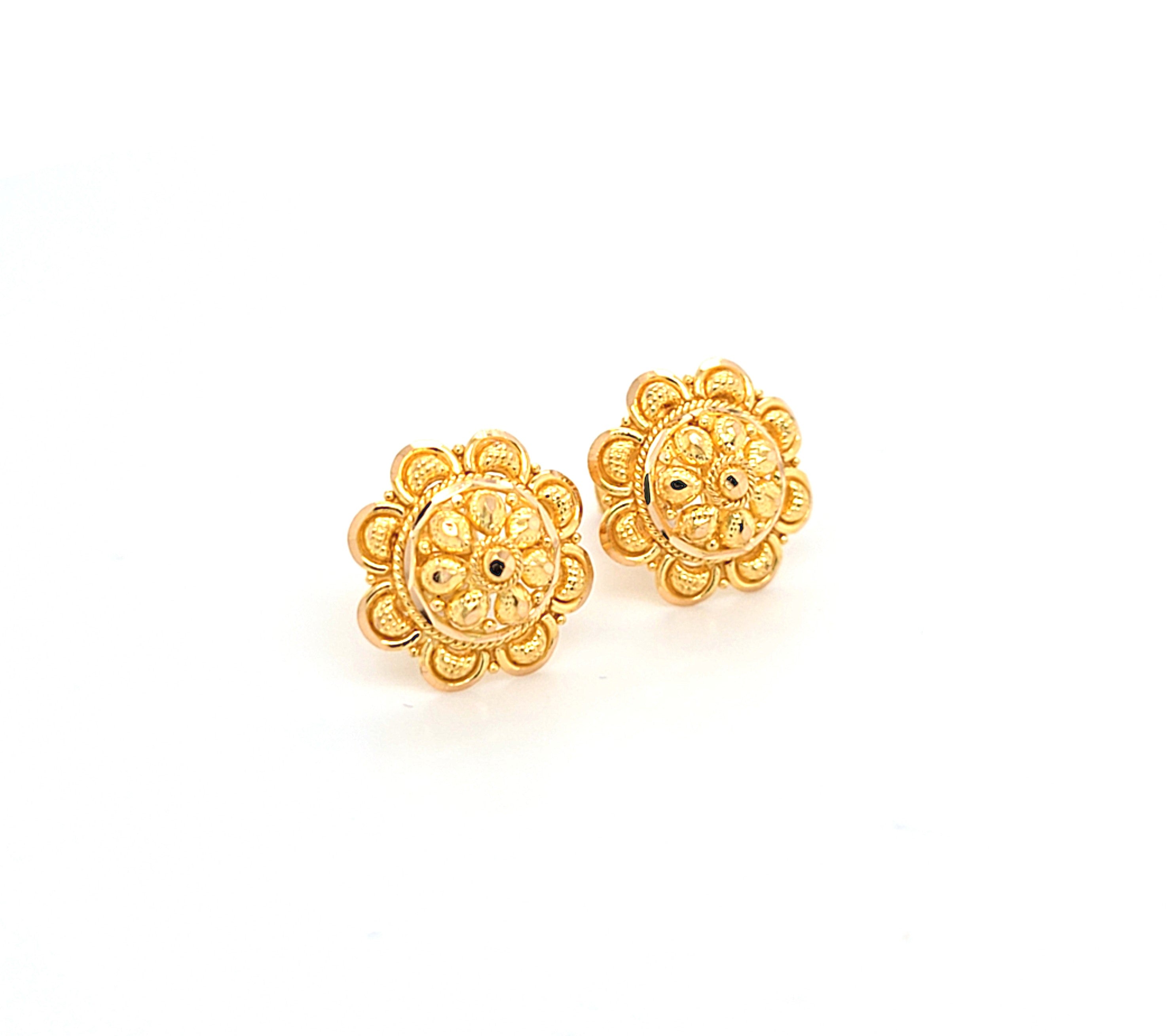 Damen Ohrstecker Gelbgold Blume Stecker 916 22 kt. Schmuck