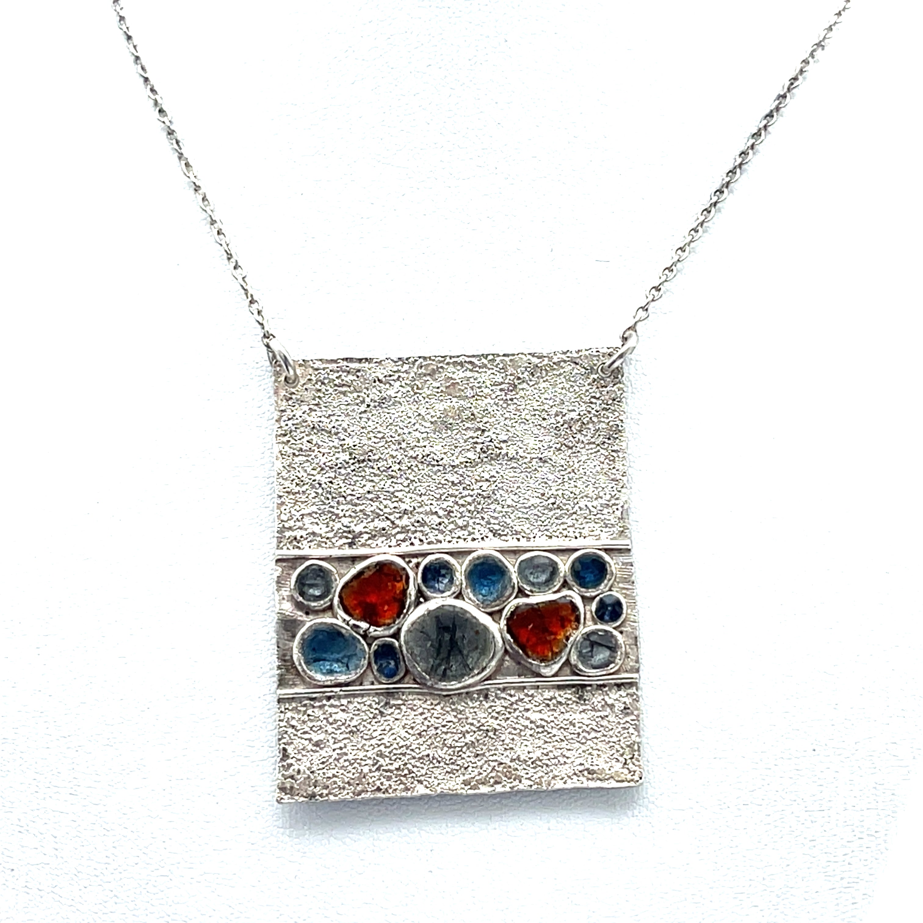 Silber Kette 925 mit multicoloren Edelsteinen