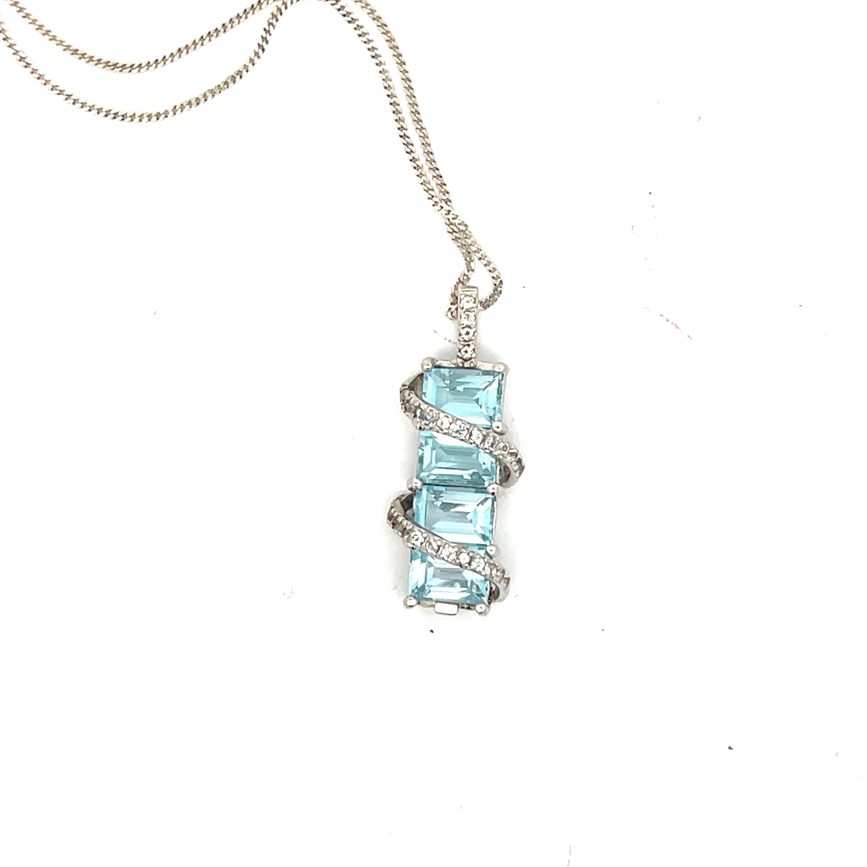 Kette Sterling Silber 925 mit hellblauen Steinen