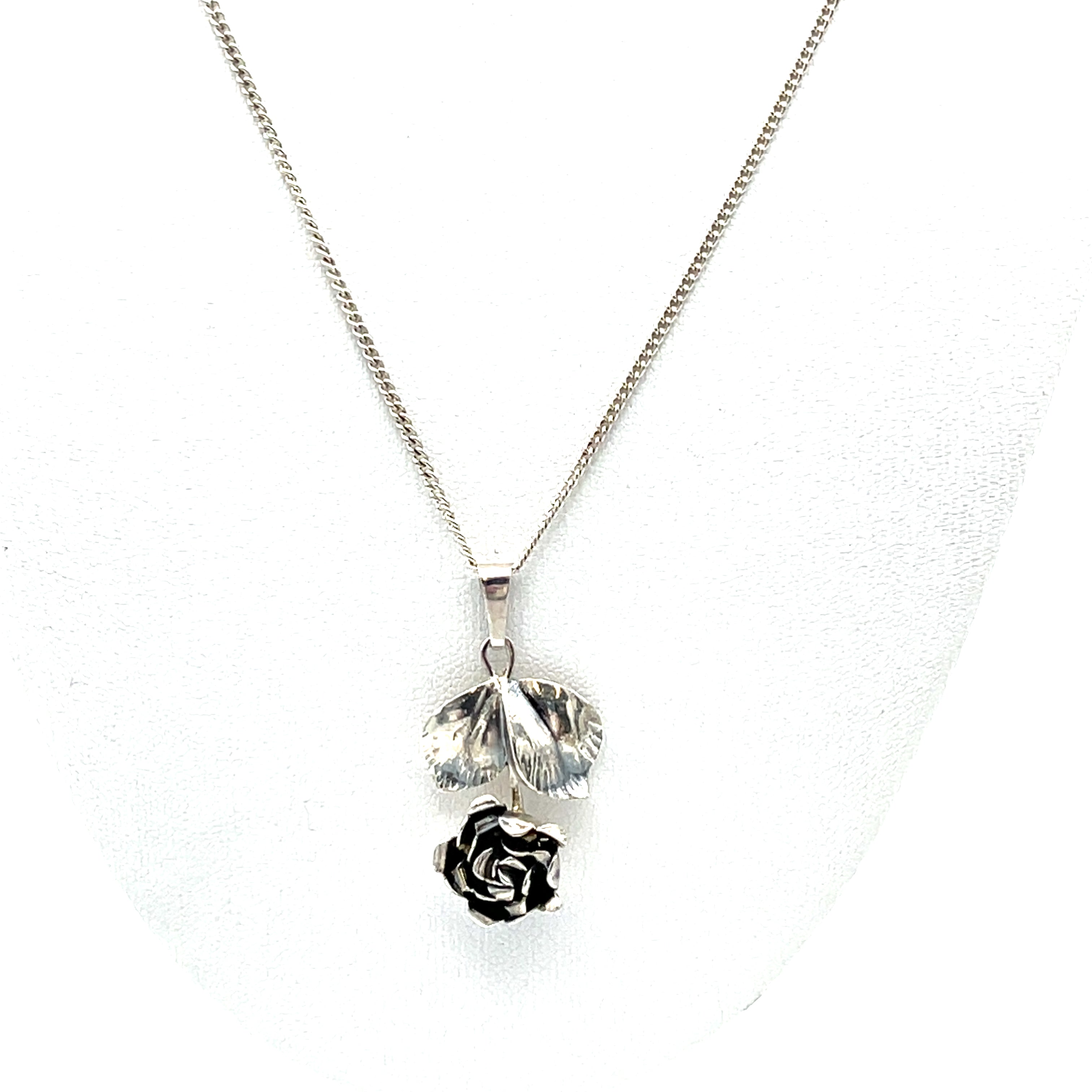 Vintage Kette mit Rose Silber