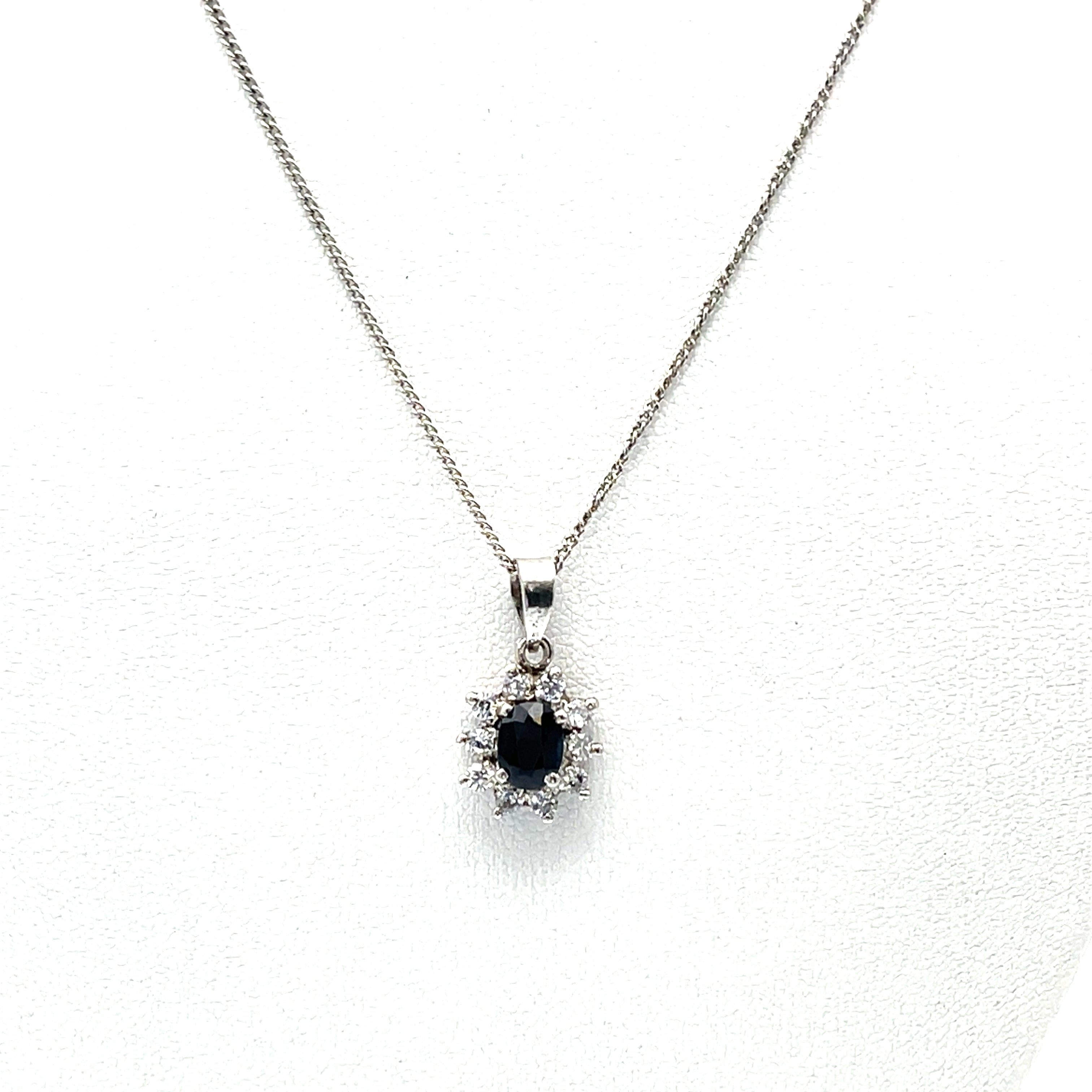 Kette Sterling Silber 925 mit Zirkonia und schwarzem Stein