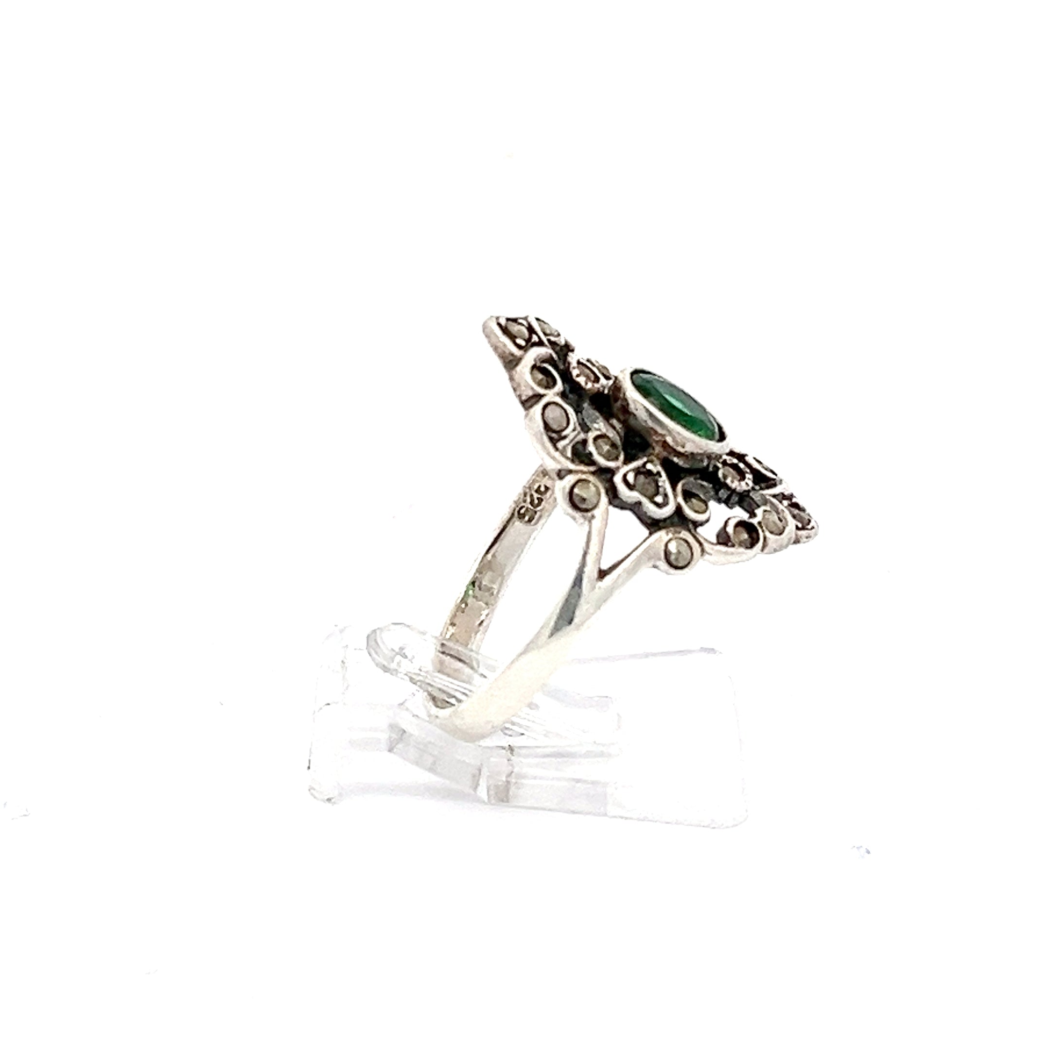 Art Deco Ring mit grünem Stein Silber 925 *57