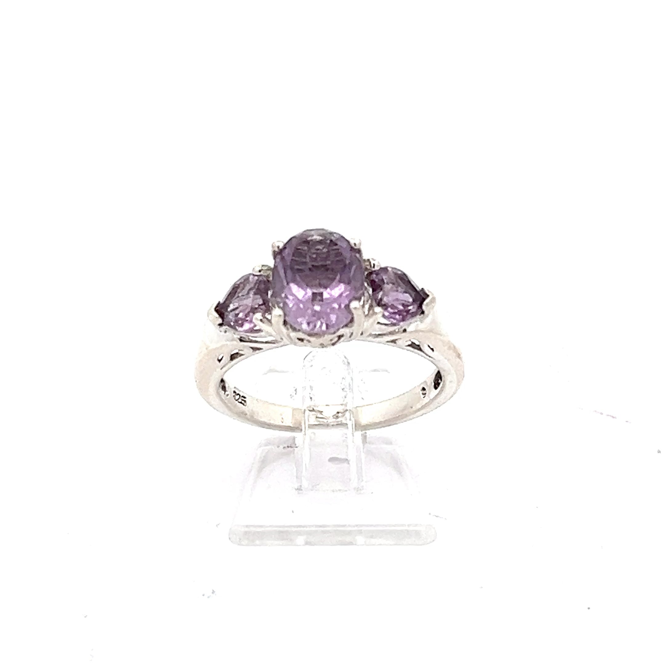 Damen Ring Sterling Silber 925 mit lila Steinen *57