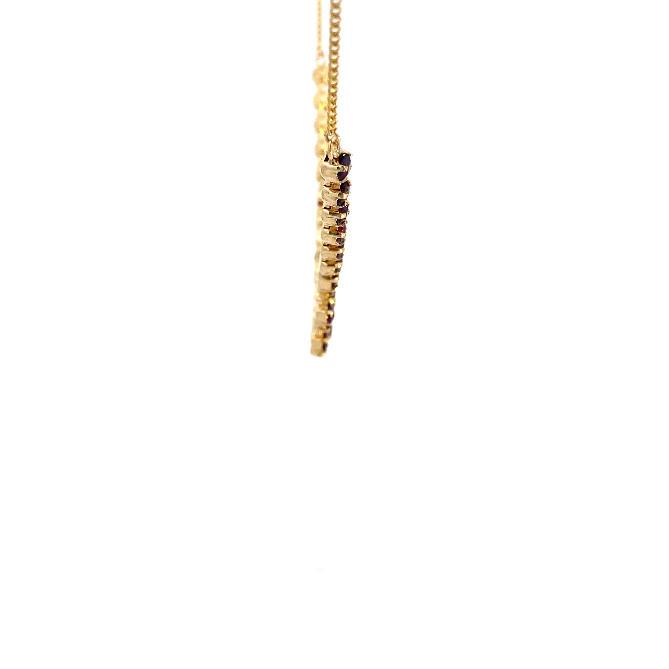 Collier Gelb Gold 333/8kt Länge ca. 44cm besetzt mit 34 roten Granaten