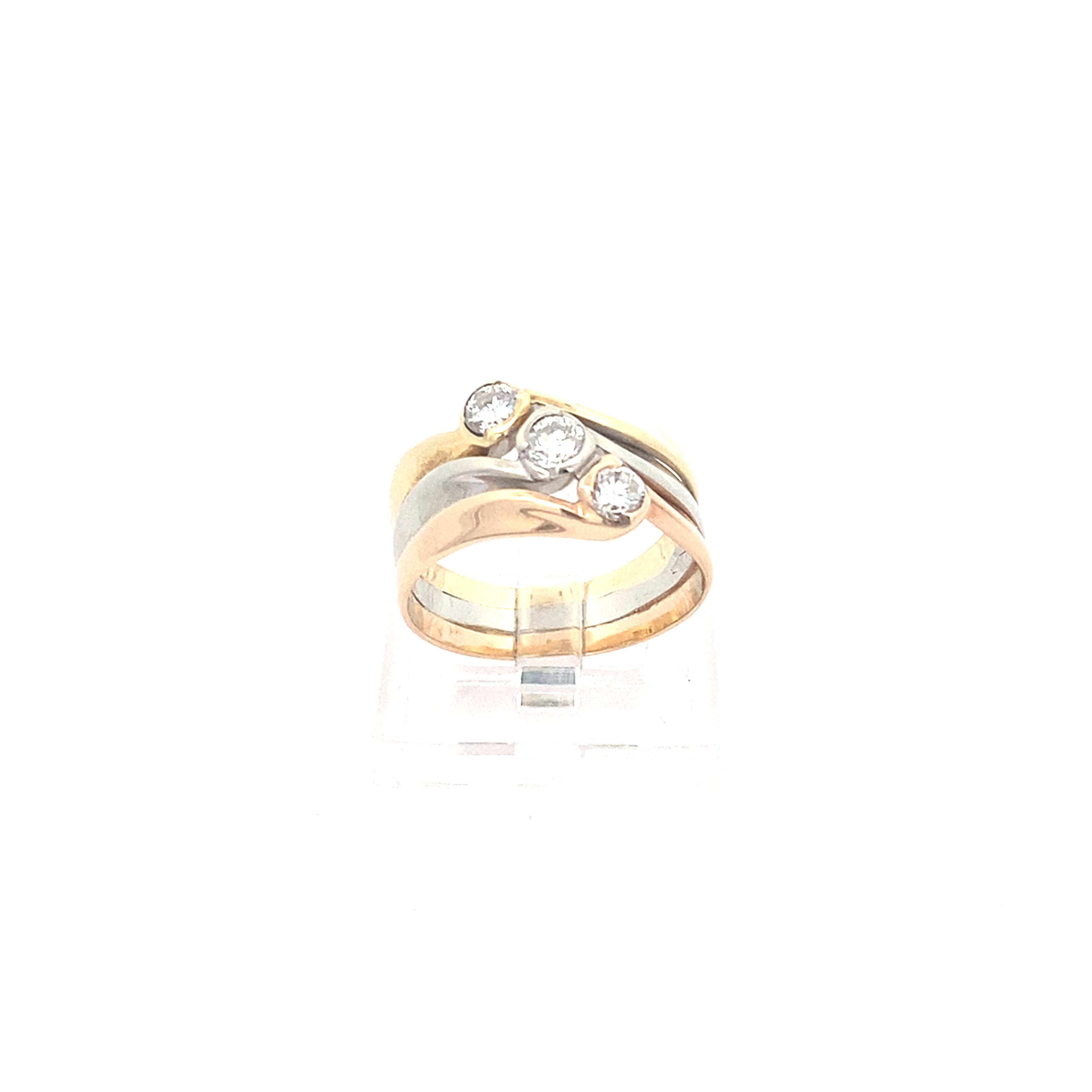 Brillantring Tricolor 585 / 14 kt