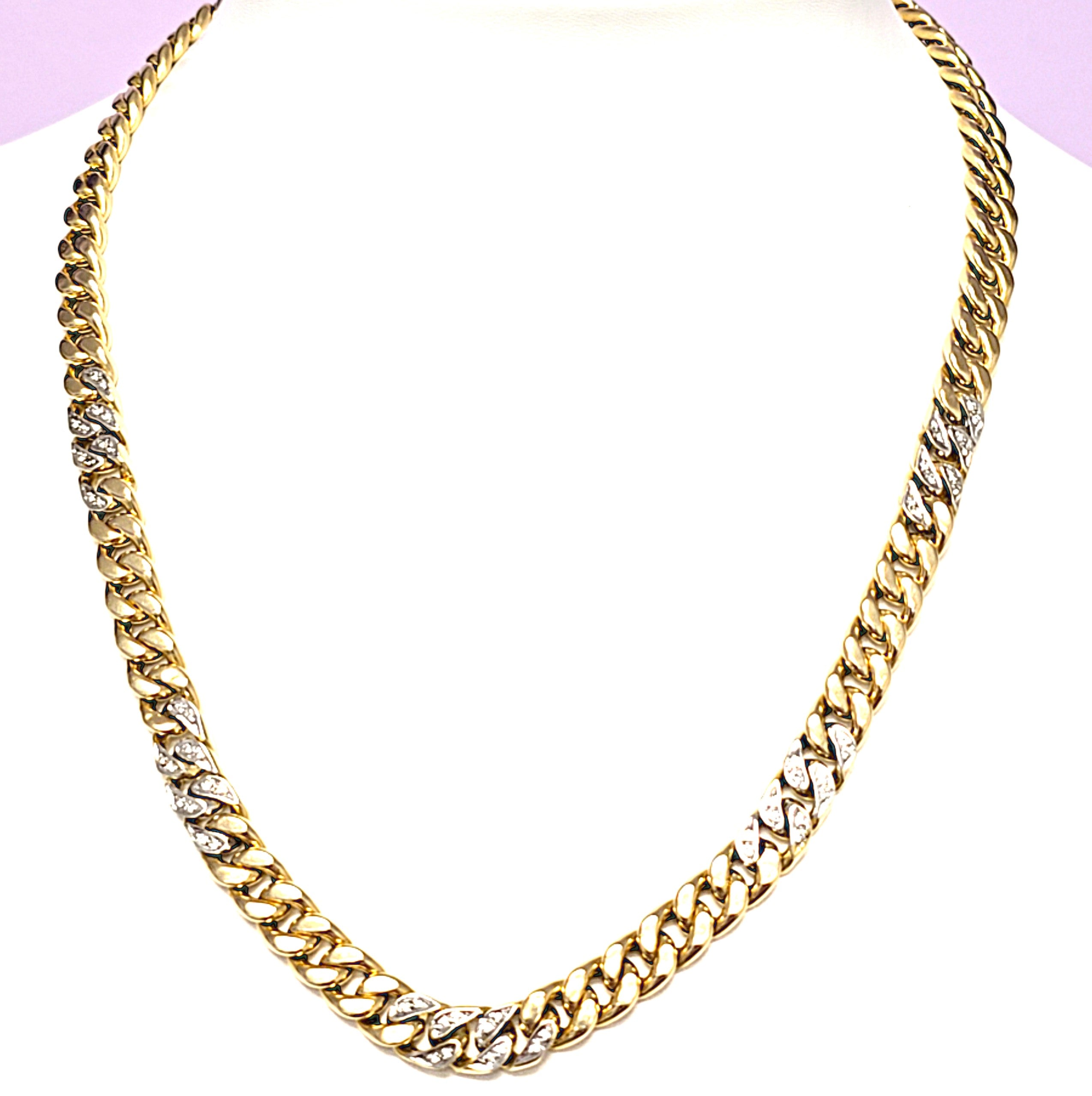 Damen Collier Kette Gelbgold 585 14 kt 60 Brillanten Länge 51 cm Schmuck