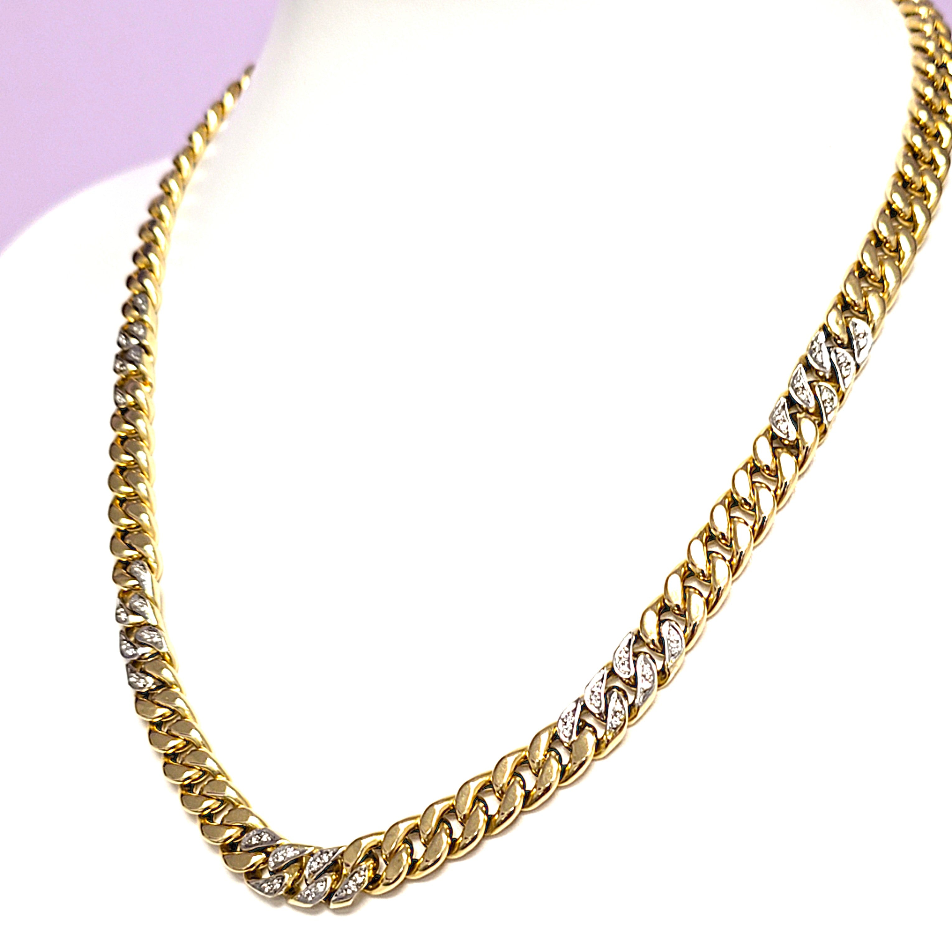 Damen Collier Kette Gelbgold 585 14 kt 60 Brillanten Länge 51 cm Schmuck