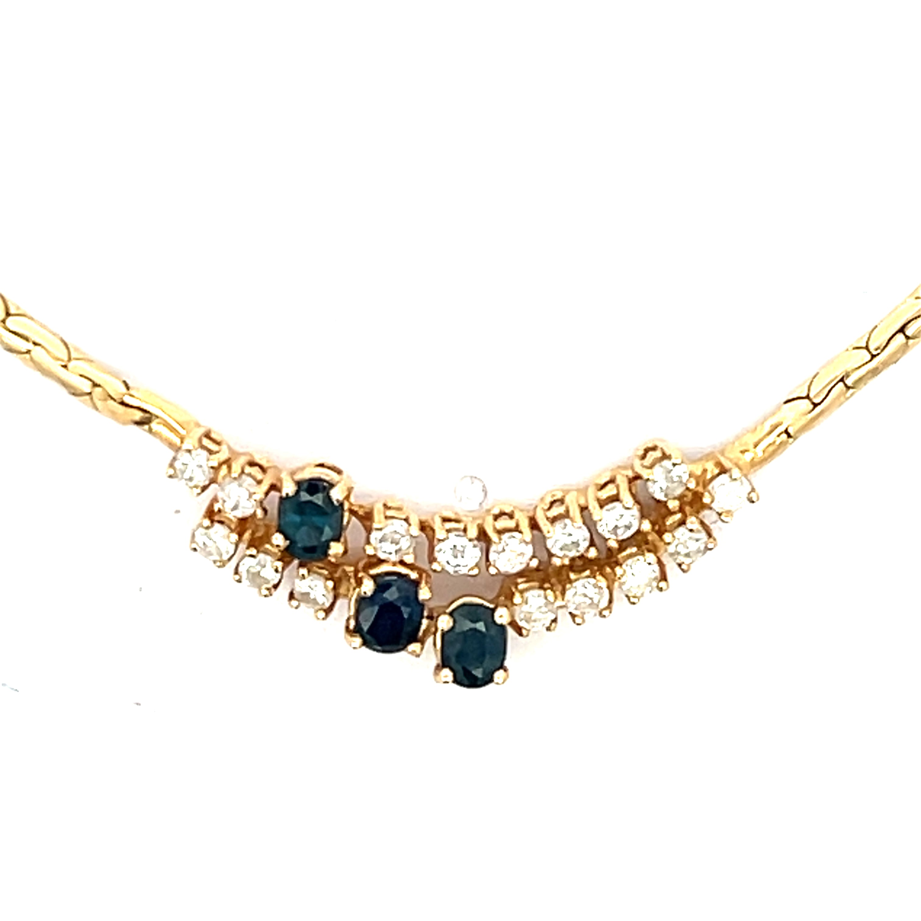 Collier Gelbgold 585 / 14 kt Saphir und Brillanten zus.ca.0,5 ct